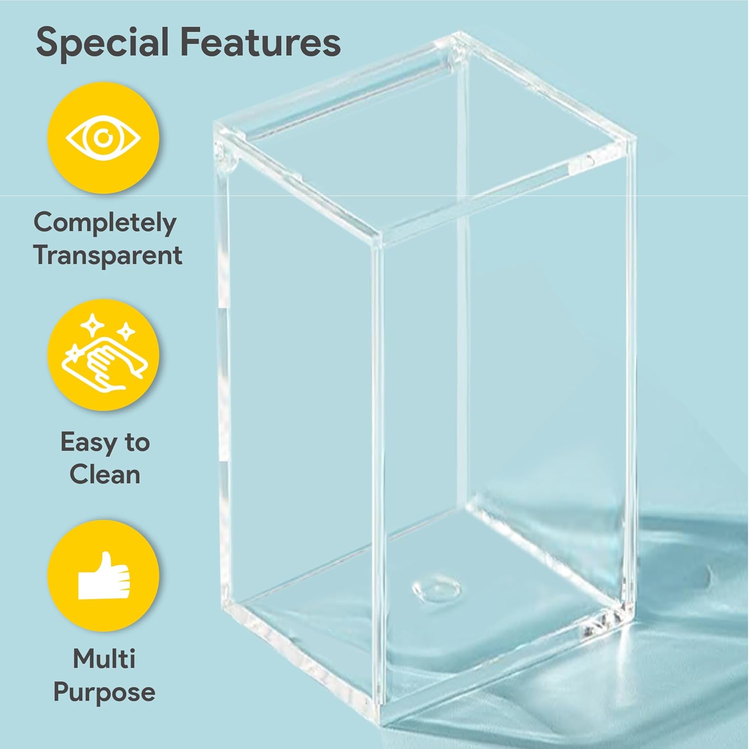 ODM Hammont Rectangle Acrylic Box - Shelf Organizer Bins - Clear Storage Containers - Candy Party Favors | Bathroom Storage | Makeup Cosmetic Organization | Tall: 4"x4"x8" (3 Pack) Custom Mold Development