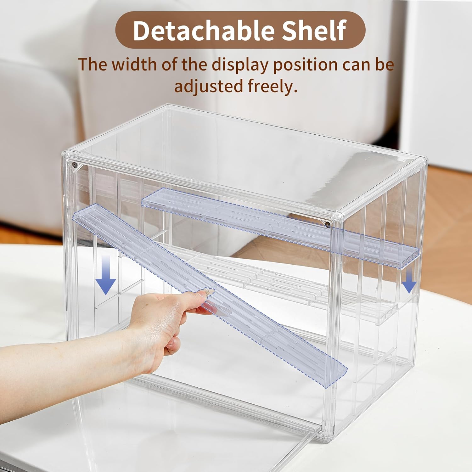 ODM Display Case for Collectibles 4 Layer Updated Adjustable Acrylic Display Case with Magnetic Door Clear Stackable Display Box Hobby Display Cases for Figures, 1 Pack Custom Logo Service