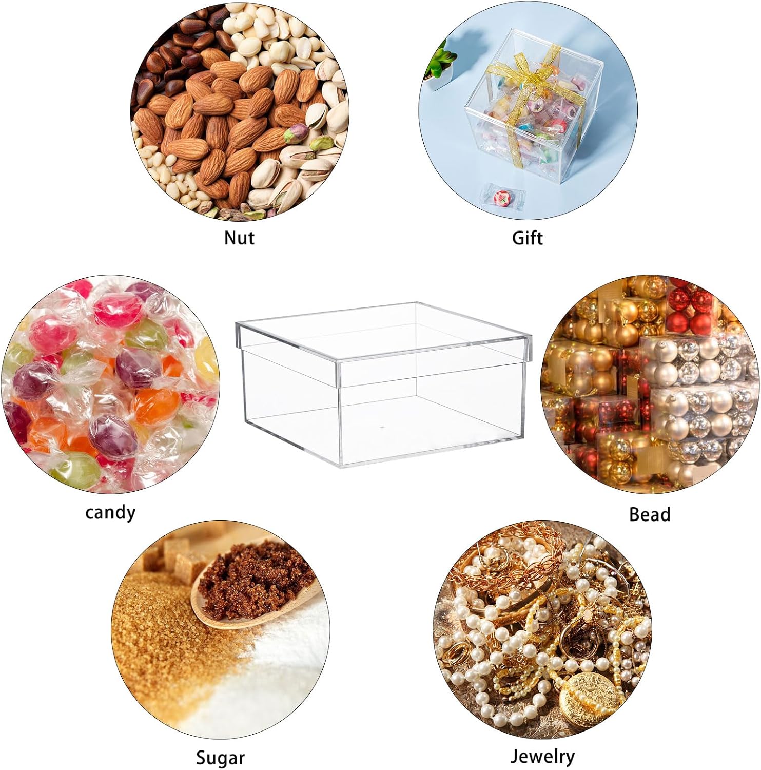 Private Label dedoot Large Clear Acrylic Box with Lid, 7.92x7.92x3.93 inches Clear Plastic Box for Organize, Acrylic Cube Storage Container Drawer Organizer for Vanity Jewelry Accessories, Small Items Custom Logo Service