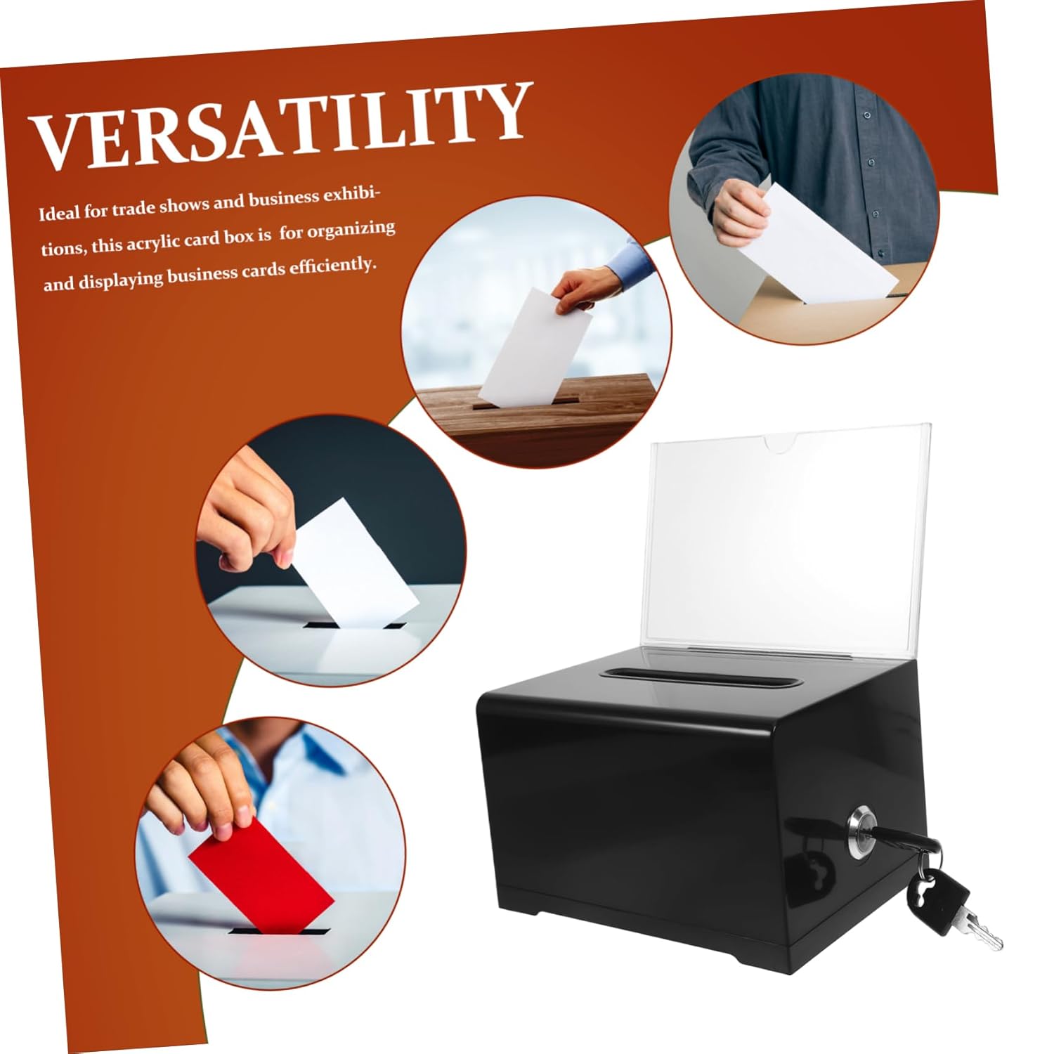 Private Label Elegant Acrylic Sign Holder Business Card Donation Box Lockable Suggestion Box for Contests Fundraising Custom Mold Development