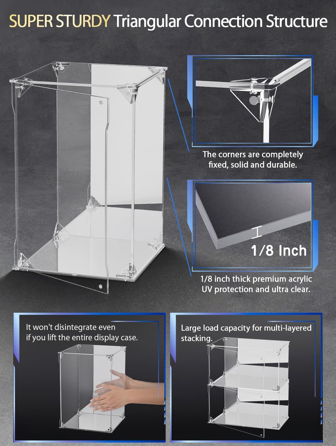 Wholesale OEM ODM Clear Acrylic Display Case with Mirrored Back and Base, UV Protected Acrylic Box with Magnetic Door, Dustproof Display Box Showcase for Collectibles, Figures, Models, Toys (6x6x10inch) Factory & Supplier