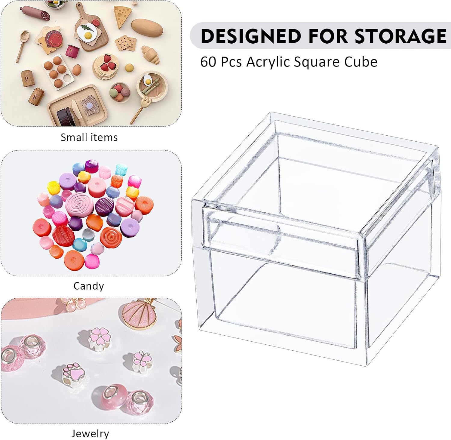 ODM Acrylic Box with Lid, Jewelry Box 50 Pack Small Square Acrylic Container Tiny Plastic Square Cube Containers with Lid Min Storage Box 1x1x0.8 Inch/25X25X20mm for Candy Pill and Tiny Jewelry Custom Logo Service