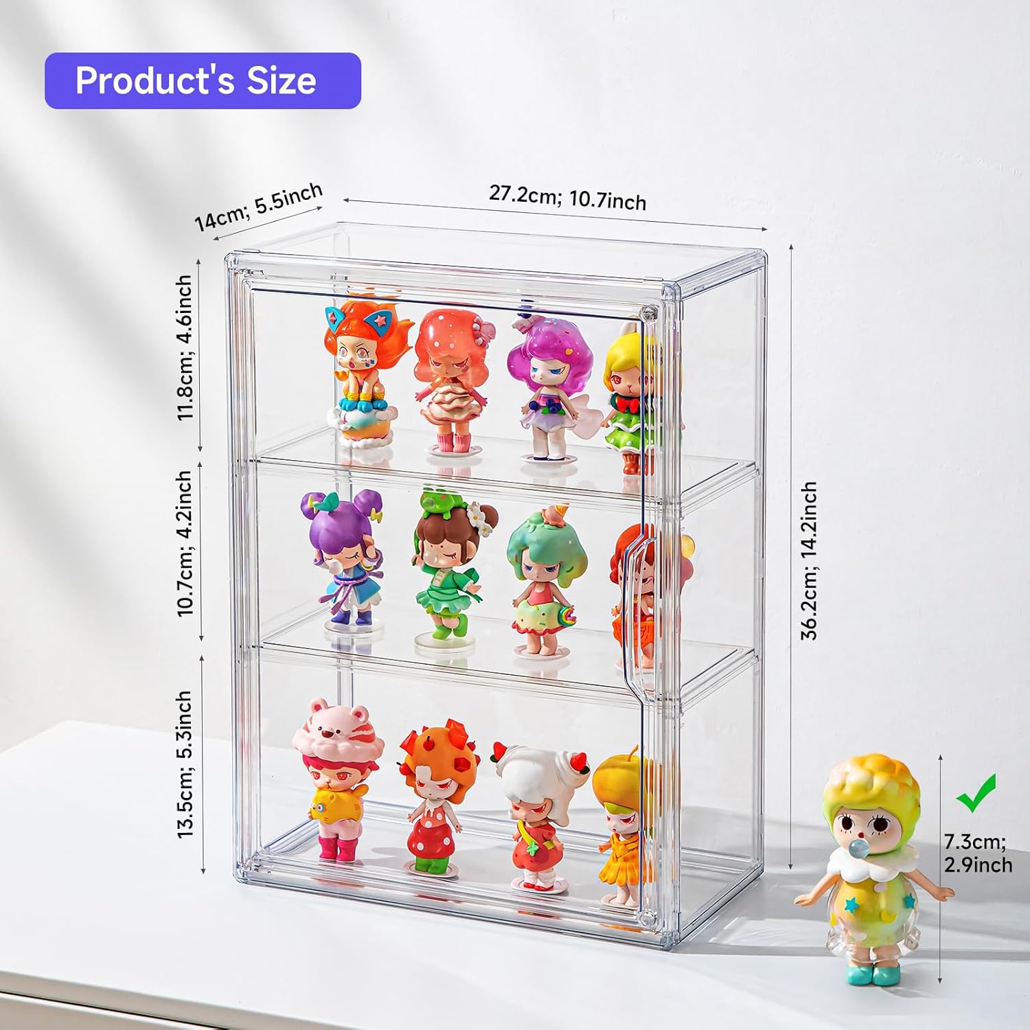 Wholesale OEM ODM Clear Display Case for Figures with Magnetic Door, Acrylic Display Cases for Collectibles, 3Tiers Acrylic Storage Organizers Box, Desktop or Wall-Mounted Showcase for Collectibles Action Figure (1) Factory & Supplier