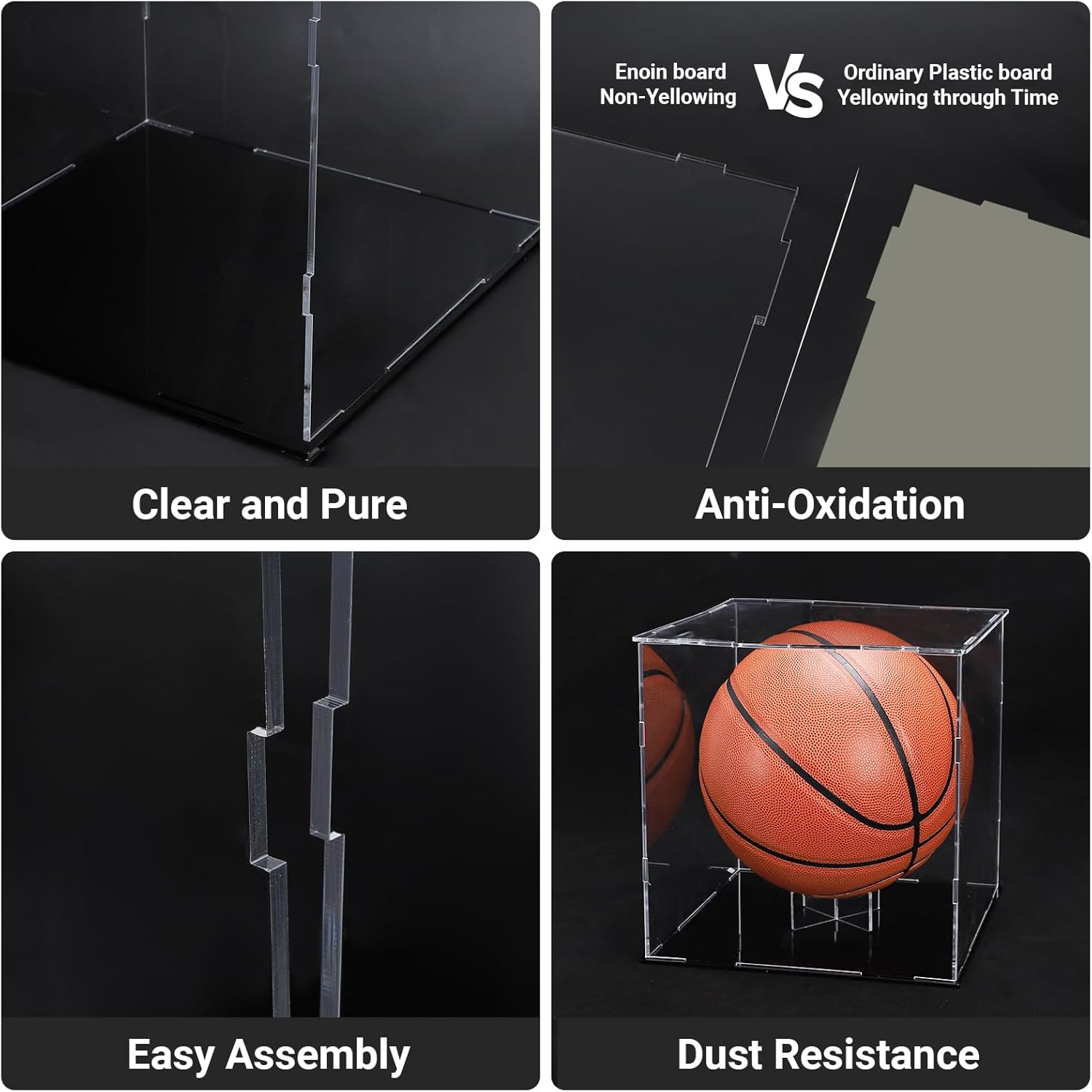 Wholesale OEM ODM Enoin Glass Display Case, 10x10x10 inch, Clear Plastic Box for Hat Football Basketball Soccer Ball Volleyball Rugby Action Figure Shoe Memorabilia Factory & Supplier