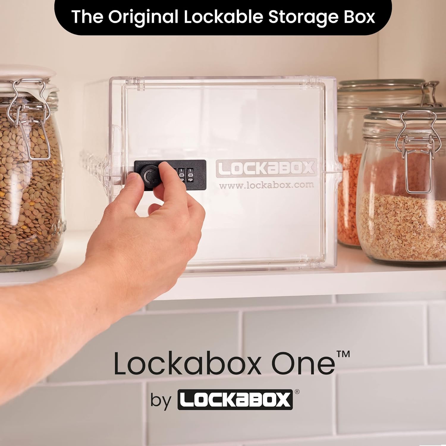 Private Label Lockabox One™ | Premium Lock Box | 10 Litre Combination Lock Box For Food, Medicine & Home Safety | External Size 12 x 8 x 6.6 inches (Crystal) Custom Mold Development