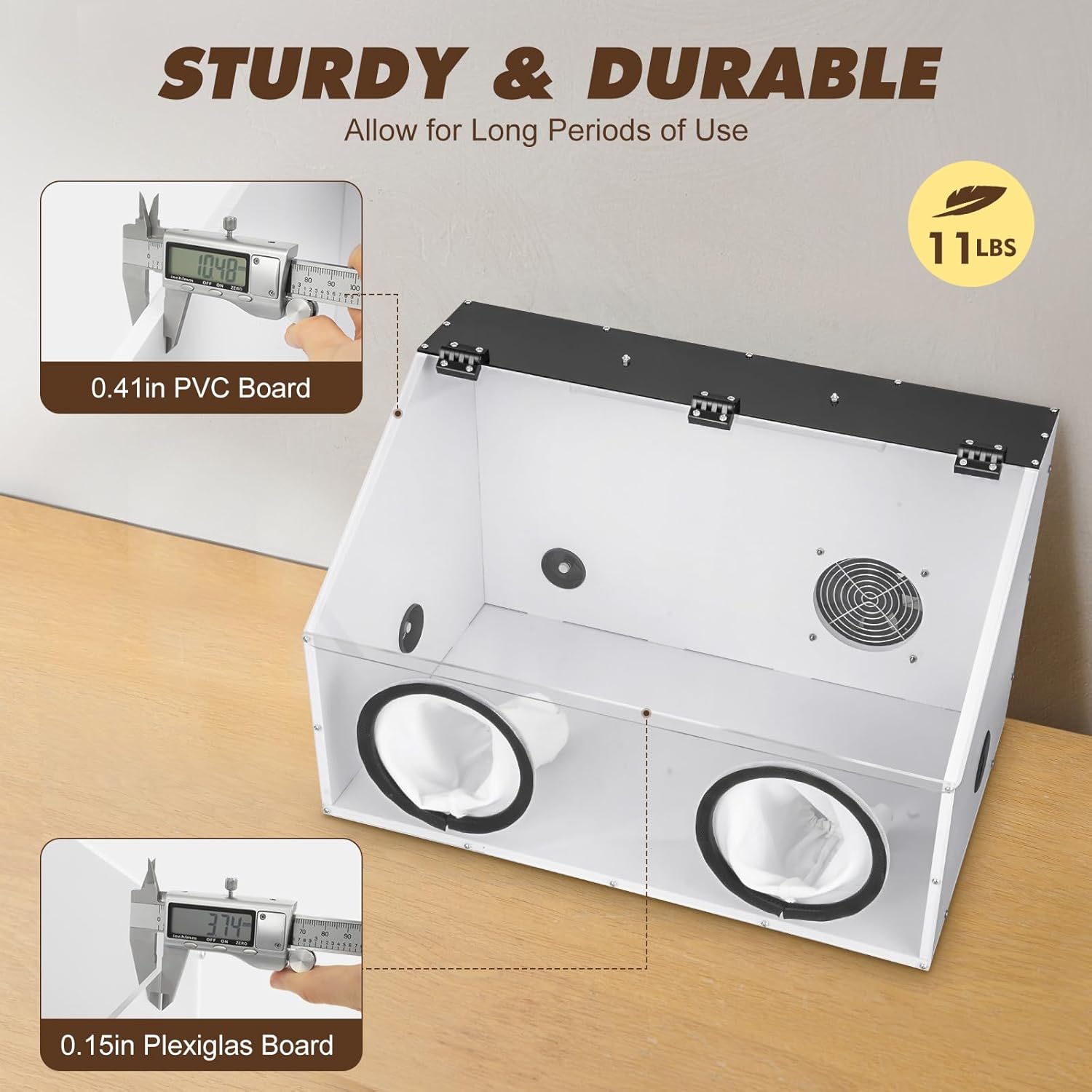 Private Label Fully Enclosed Grinding Table Polisher Dust Box, Acrylic Dust Box Transparent Dust Box Cover,2-Hole Table Polisher Box with Led Light for Polishing Machine, Carving, Cutting, Drilling (2 Holes) Ecommerce Ready Product