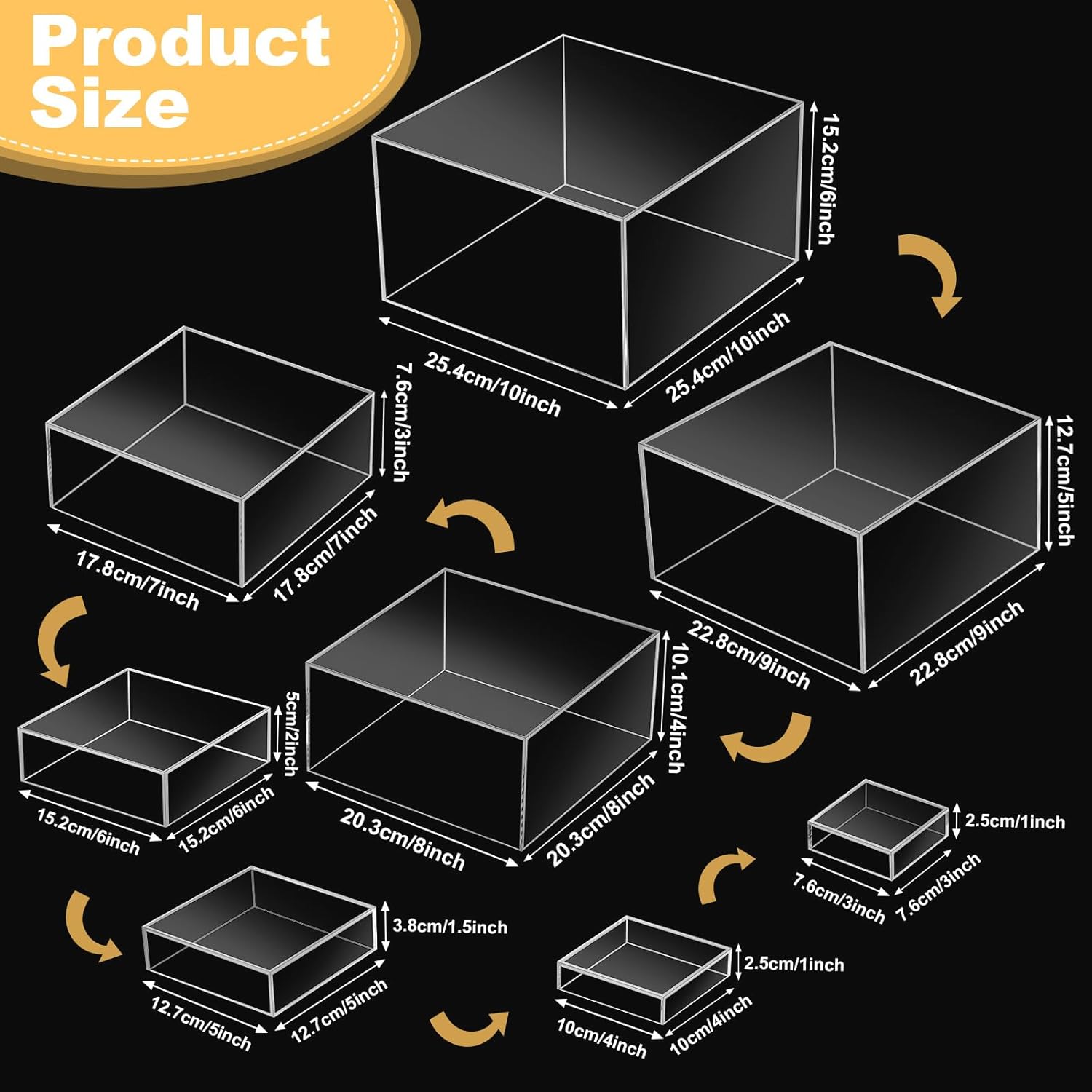 Private Label Geelin 8 Pack Acrylic Cube Risers Acrylic Boxes for Food Display Decorative Stands with Hollow Bottoms for Jewelry Food Buffet Risers Display Candy Table Decor, 8 Sizes(Clear) Wholesale Manufacturer