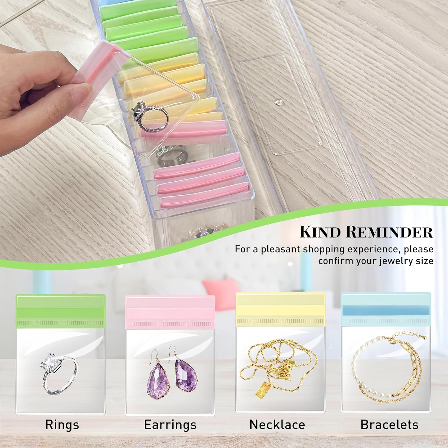 Direct Manufacturer Acrylic Jewelry Box Organizer, Clear Jewelry Organizers and Storage with 20 Portable Anti Tarnish Jewelry Bags, Travel Jewelry Case for Rings Earrings Necklaces Low MOQ