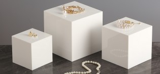 ODM Glossy White Acrylic Cubes Display Nesting Risers,for displays and photography,displaying jewelry, cosmetics, figures,for retail counter,exhibition, Set of 3(4",5",6" cubes) (Glossy White) Custom Logo Service
