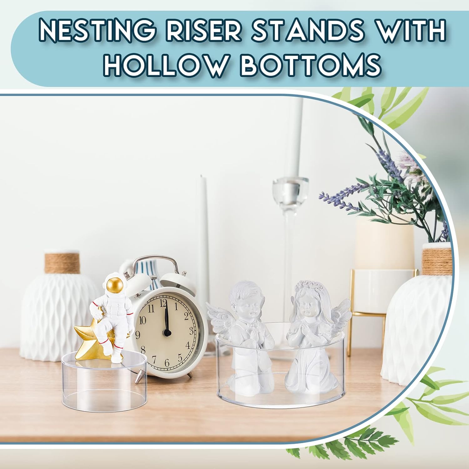 Private Label Jerify 6 Pcs Acrylic Risers Display Stands, 5.91'' 5.12'' 3.54'', Clear Round Nesting Pedestal Shelf with Hollow Bottom for Tabletop Jewelry Display, 3 Sized OEM Wholesale Manufacturer