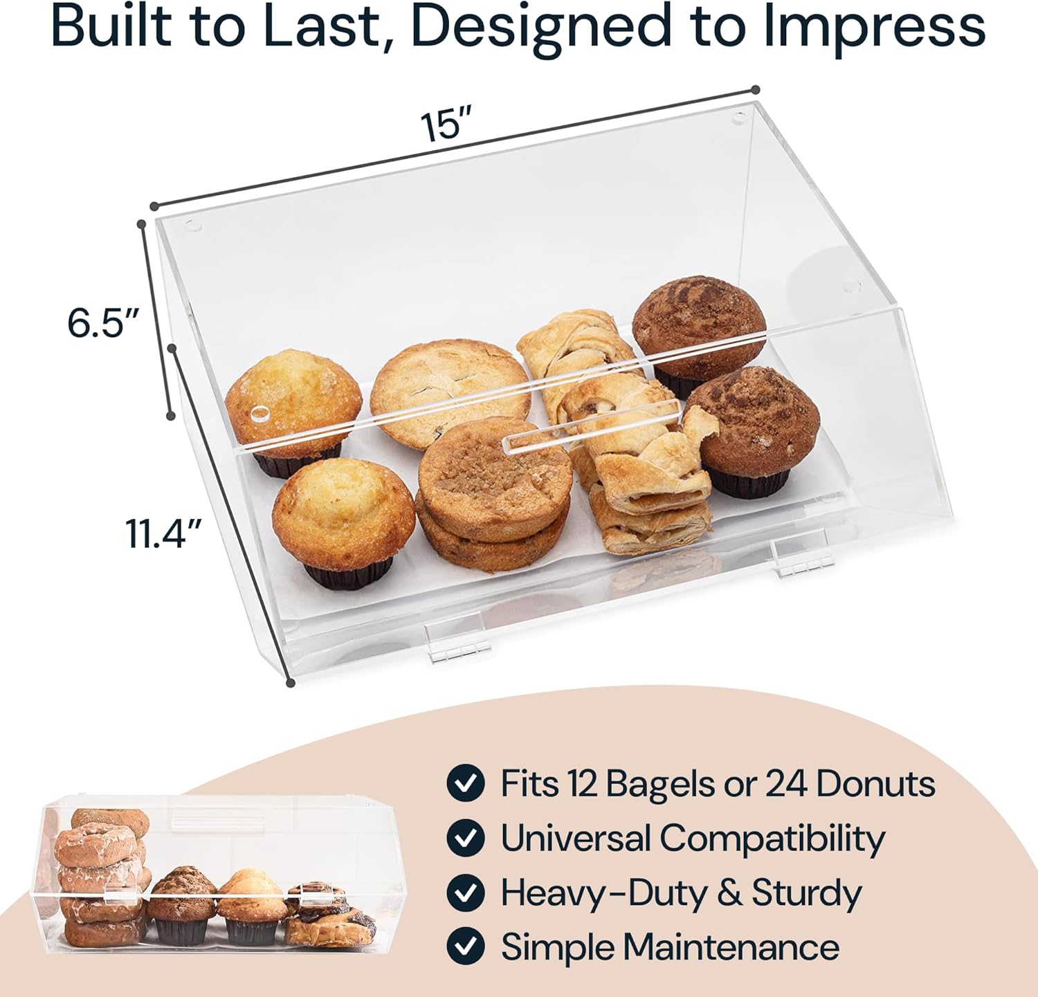 Wholesale OEM ODM Countertop Bakery Display Case - Acrylic Storage for Pastry and Food, Cookies Dessert Bread Bagels Donuts Cupcakes, Retail, Home, Commercial Factory & Supplier