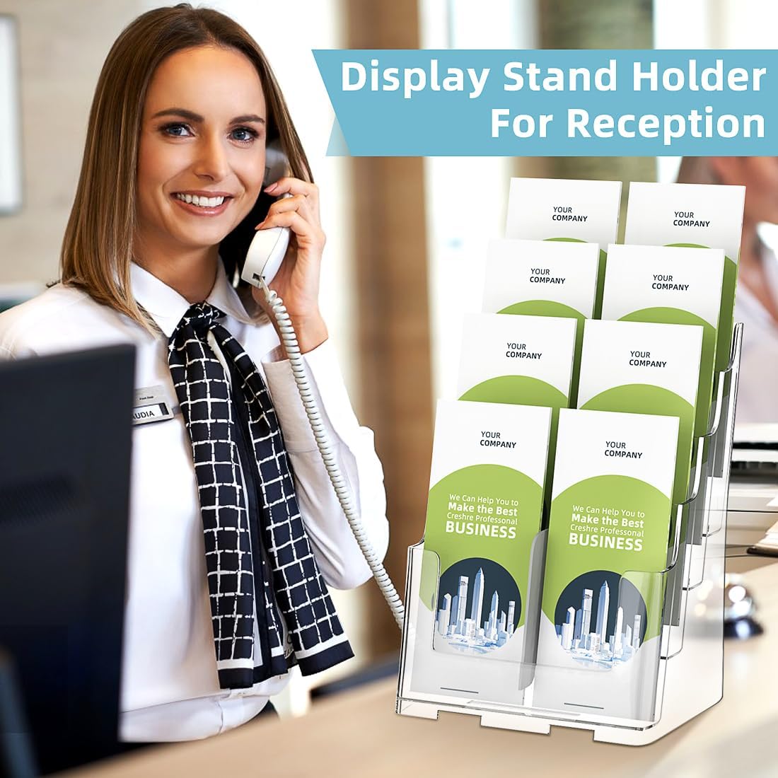 Wholesale Acrylic Brochure Holder 8.5 x 11 inch Brochure Display Stand, Magazine Holder 4 Tier Pamphlet Holder with Removable Divider for 4 x 9 inch Brochures for Wall Mount or Desktop China Factory Bulk Supply