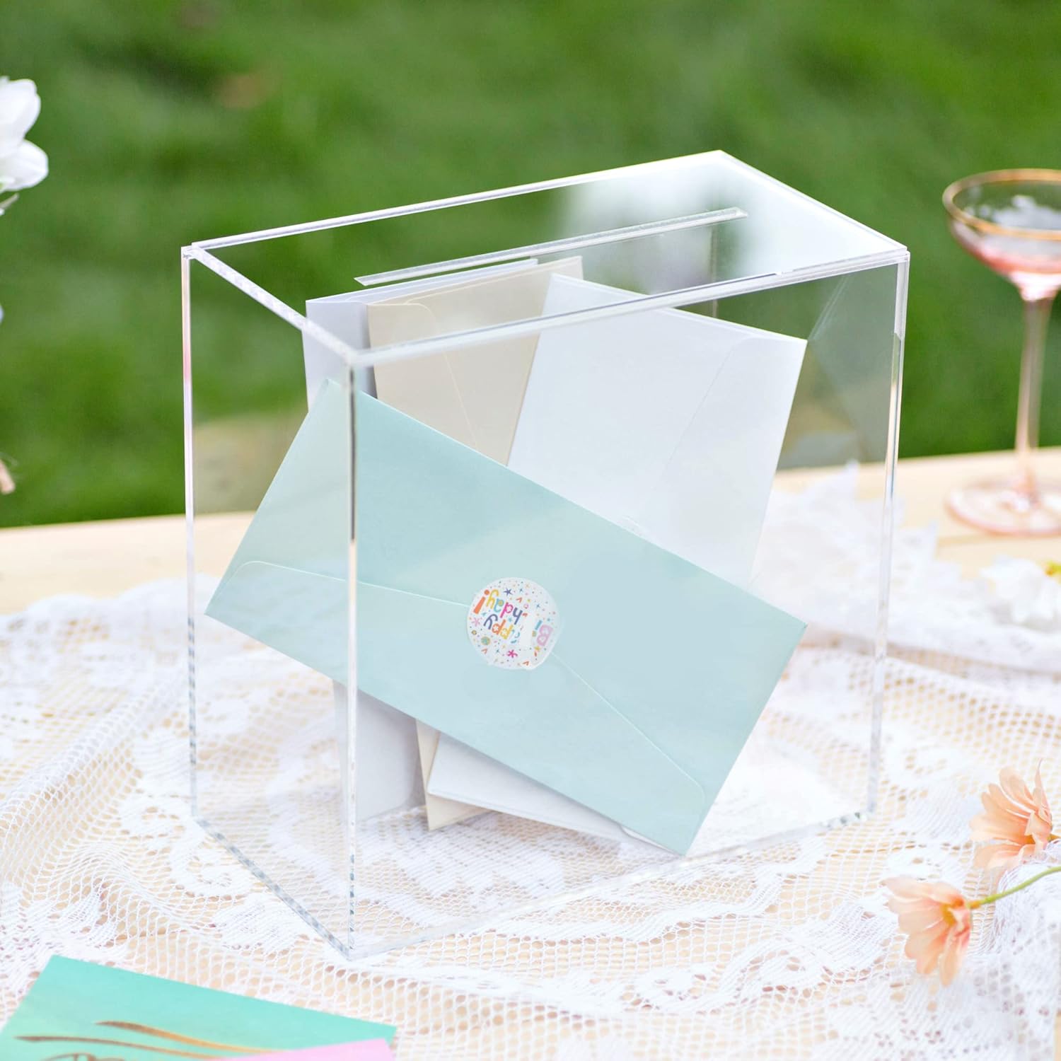 Private Label UNIQOOO Clear Acrylic Card Box w/Slot, Thick DIY Wedding Box Blank No Print, Large 10x10x5.5 in, for Reception Decoration Fundraiser Money Box Election Ballot Graduation Keepsake Party Favor Wholesale Manufacturer