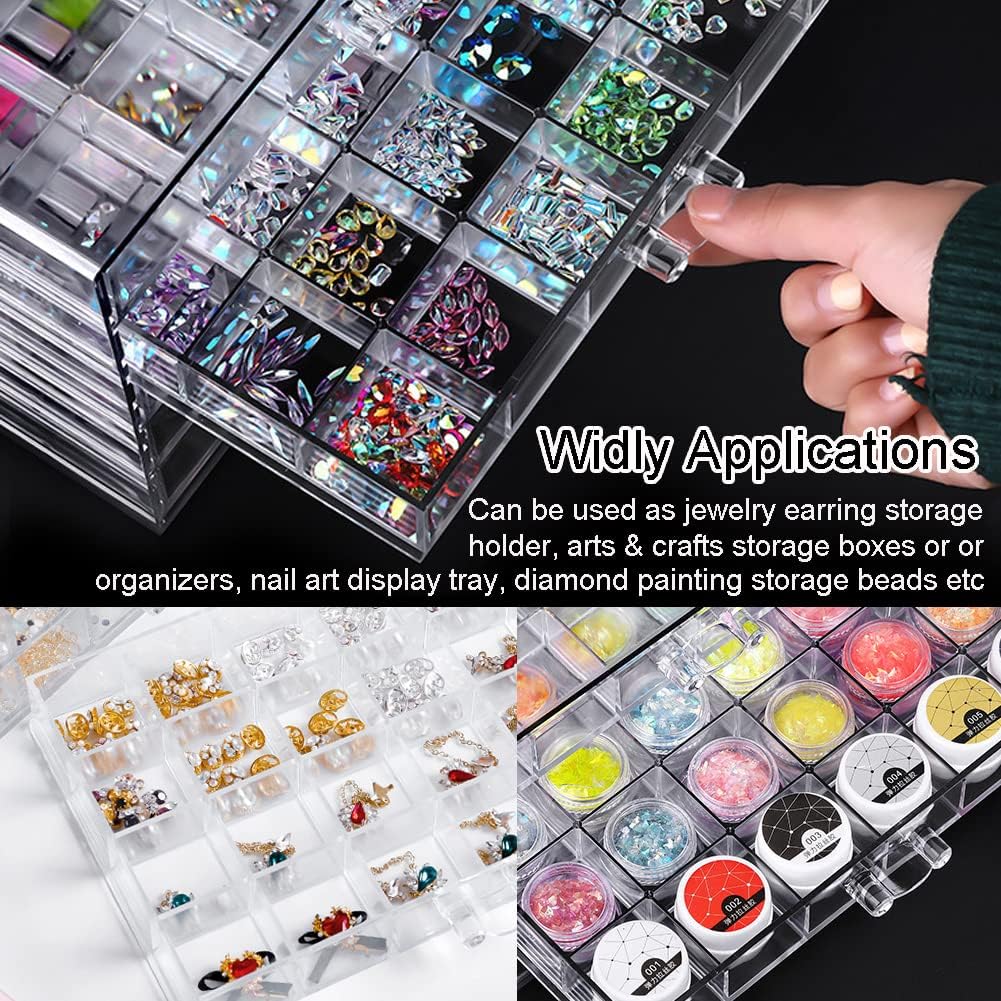 Direct Manufacturer Earring Storage Box Organizer, Acrylic Jewelry Storage Box Holder 5 Drawers Transparent Jewelry Display Stand with 120 Small Compartments Gift Boxes for Women Girls (Clear) Low MOQ