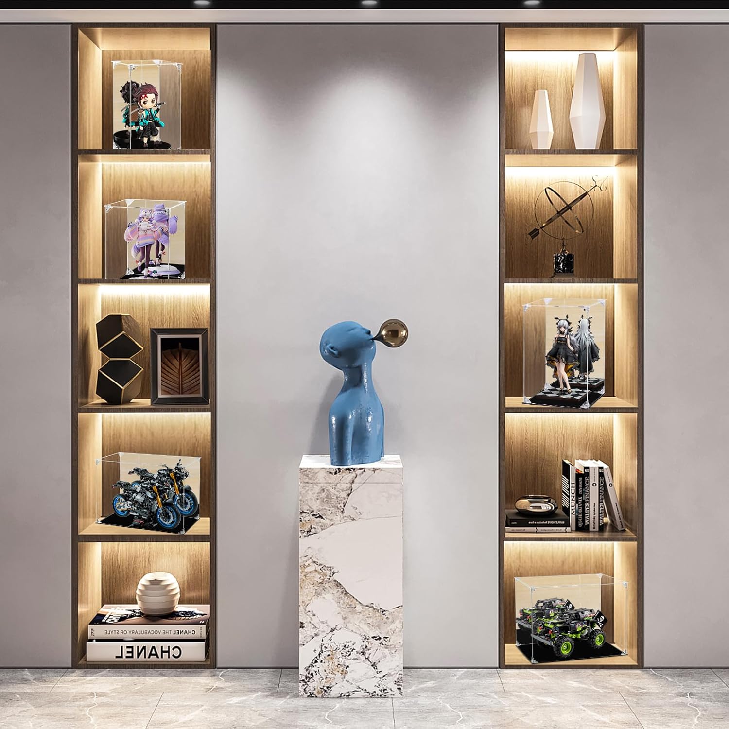 Wholesale OEM ODM Acrylic Display Case Clear Action Figure Display Case with Mirrored Back, Dustproof Protection Display Box Alternative Glass Case for Collectibles Figures Models Doll Toys (6x6x10 inch; 15x15x25 cm) Factory & Supplier