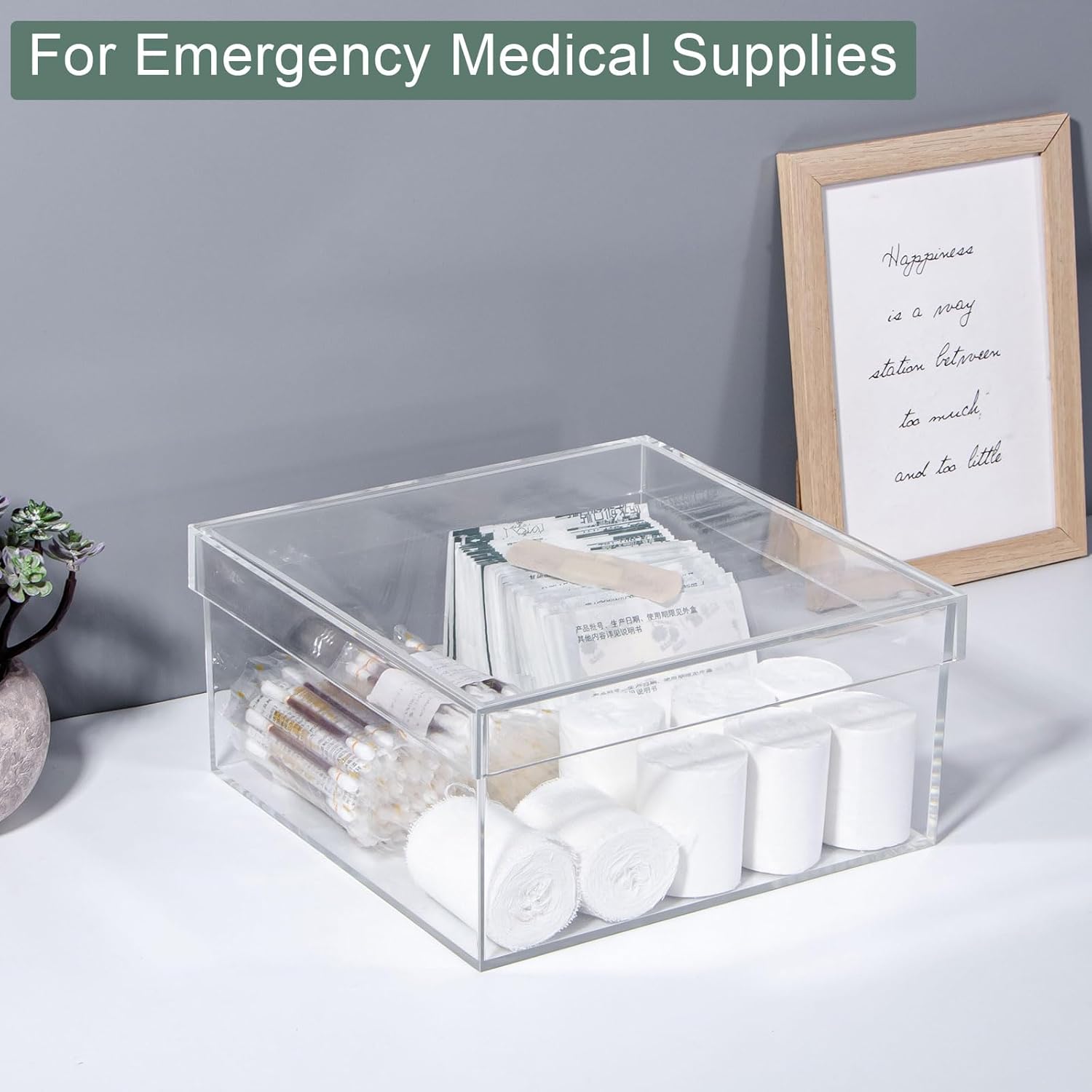 Private Label dedoot Large Clear Acrylic Box with Lid, 7.92x7.92x3.93 inches Clear Plastic Box for Organize, Acrylic Cube Storage Container Drawer Organizer for Vanity Jewelry Accessories, Small Items Custom Logo Service