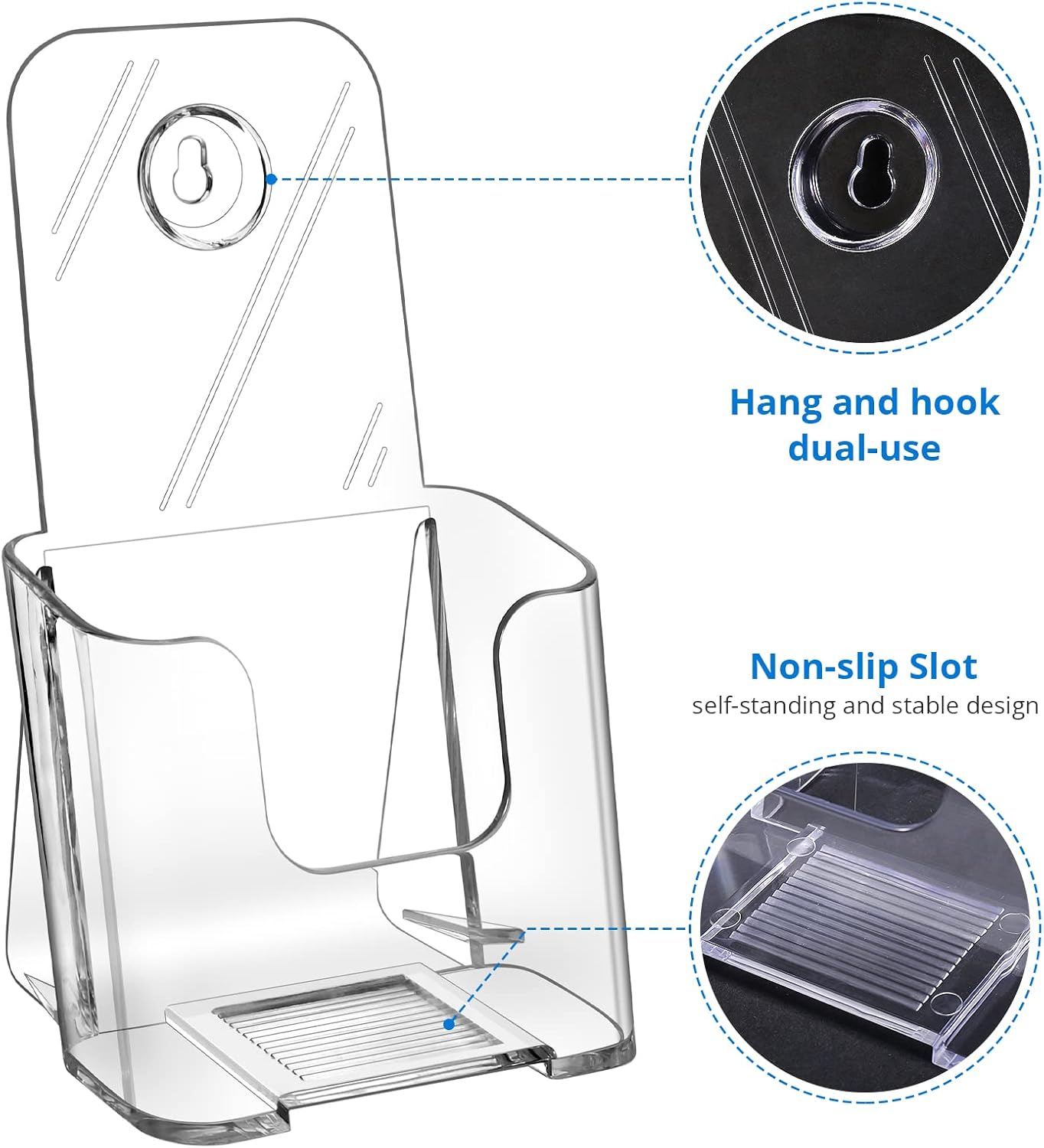 Wholesale zavekia Acrylic Brochure Holder.4 inches Wide Brochure Holder Wall Mount Clear Countertop Organizer Literature Holders (2) China Factory Bulk Supply