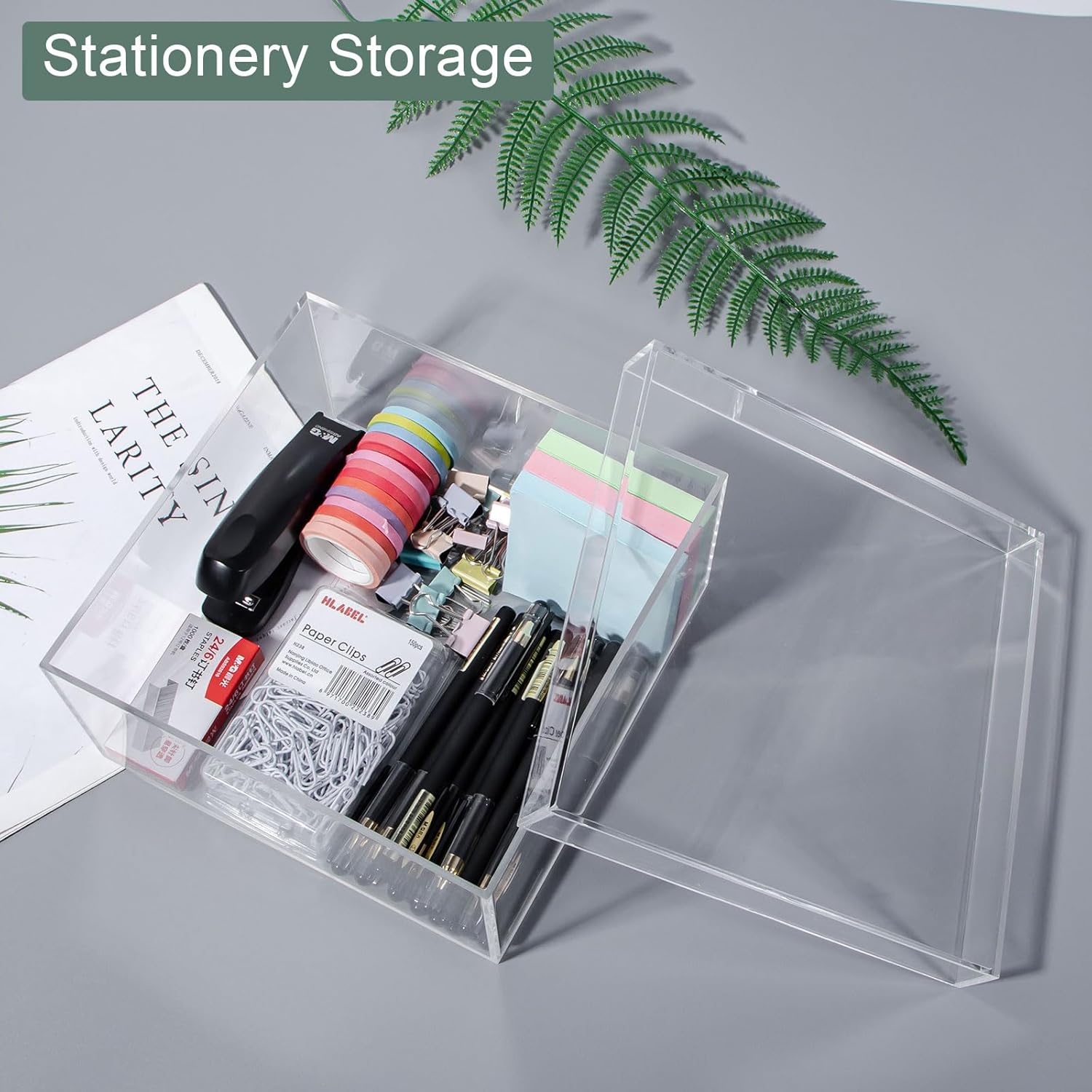 Private Label dedoot Large Clear Acrylic Box with Lid, 7.92x7.92x3.93 inches Clear Plastic Box for Organize, Acrylic Cube Storage Container Drawer Organizer for Vanity Jewelry Accessories, Small Items Custom Logo Service