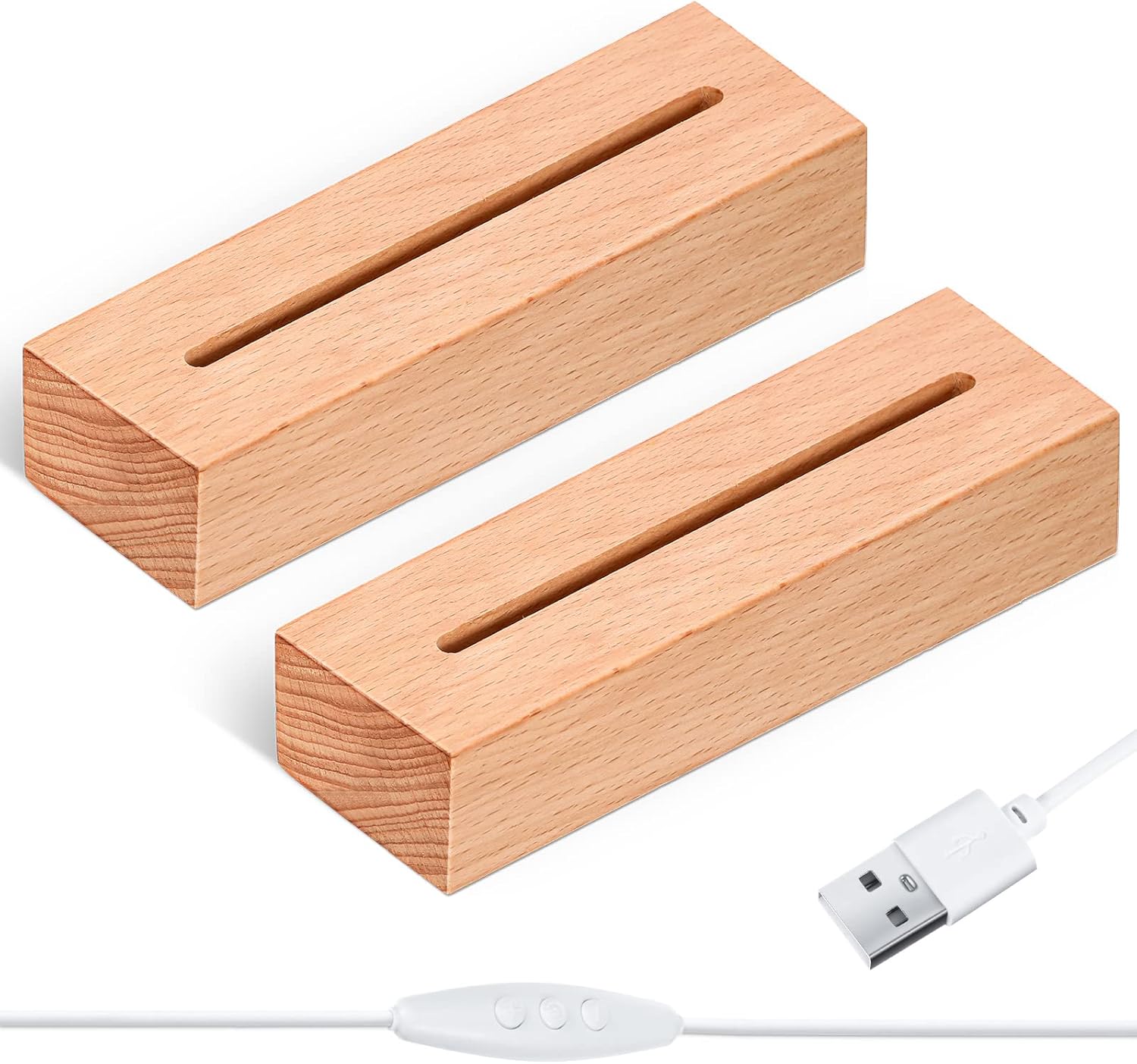 Riakrum 5.9 Inch Wooden Rectangle Light Base, Wood LED Display Base Pedestal Dimmable Colorful Light Lamp Stand with USB Cable for Acrylic, Crystal, Night Light, Glass Resin Art