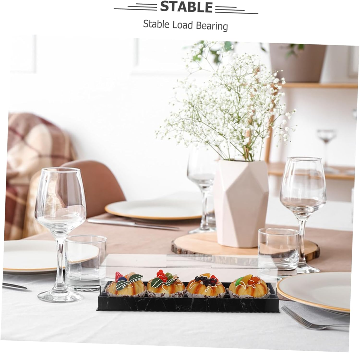 Wholesale OEM ODM Amosfun Marble Cake Platter with Lid Rectangular Dessert Holder for Home Bakery and Birthday Parties Acrylic Cover with Artistic Marble Pattern Elegant Cake Tray for Memorable Moments Factory & Supplier