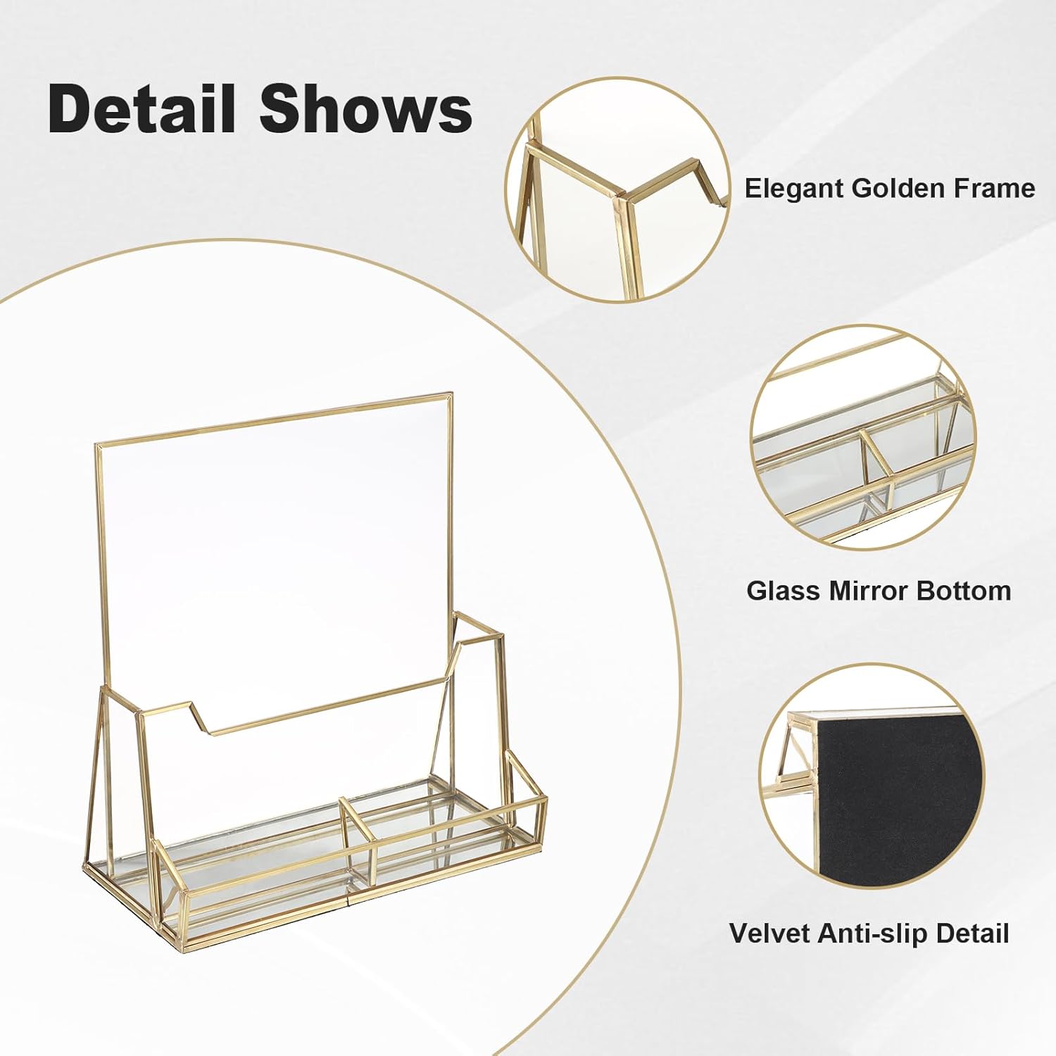 Wholesale BTSKY Golden Glass Brochure Holder 8.5 x 11 Inches, Countertop Pamphlet Holder Display Stand with Business Card Holder, Trifold Flyer Holder, Clear Elegant Brochure Display Stand for Magazine Booklets China Factory Bulk Supply