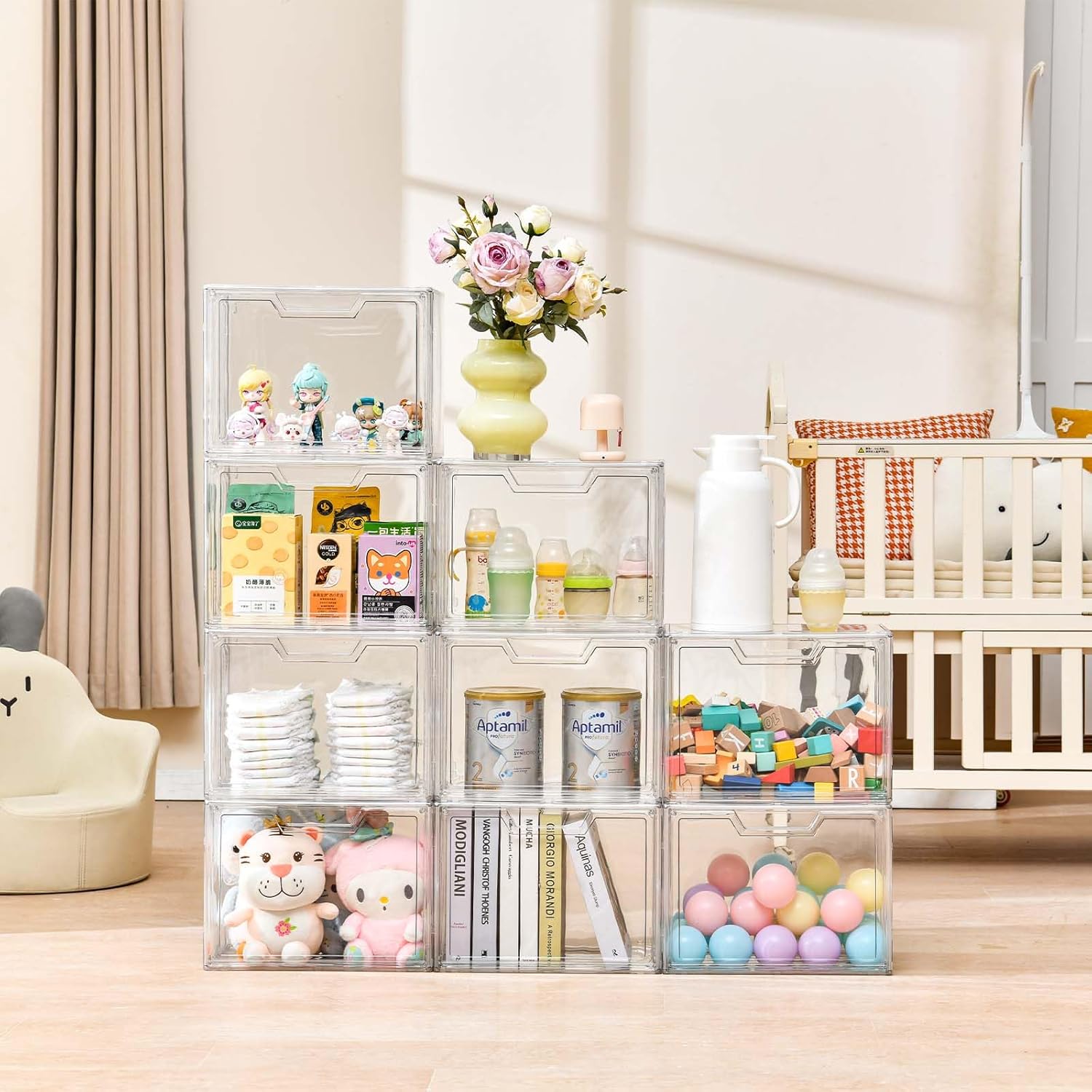 Private Label Stackable Storage Bins,Clear Acrylic Display Case, Acrylic Boxes with Lids, Stackable Storage for Handbags & Purse, Magnetic Lid Storage Bins for Home Organization-1 Pack Custom Mold Development
