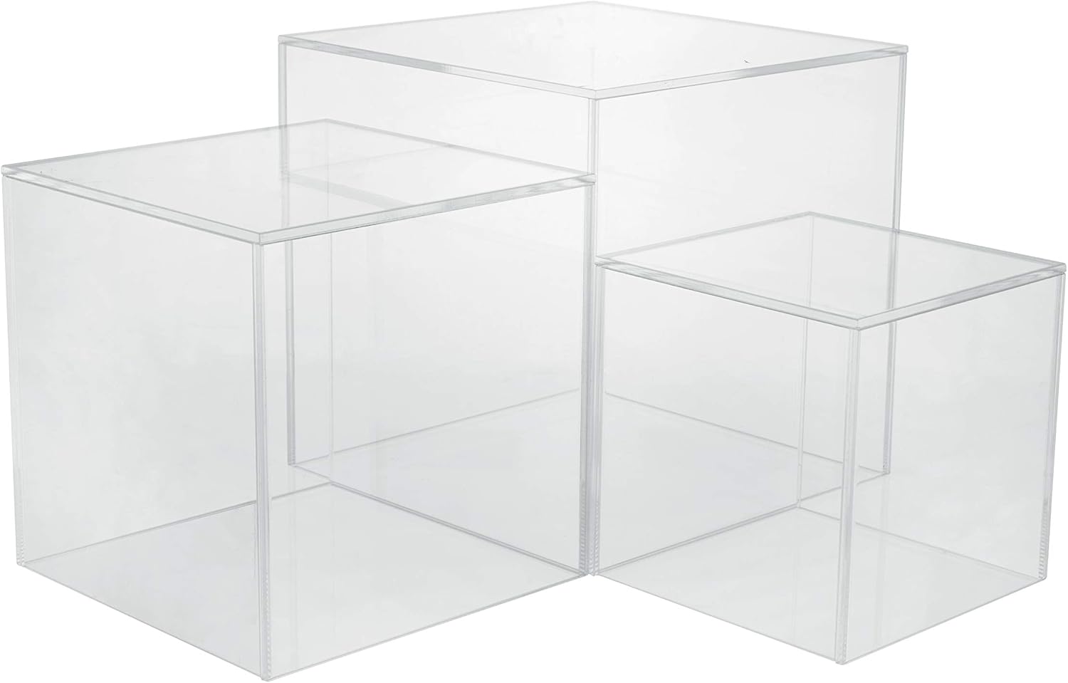 ODM Red Co. Crystal Clear Acrylic Cube Display Nesting Riser Stands with Hollow Bottoms | Transparent - 3-Pack Custom Logo Service