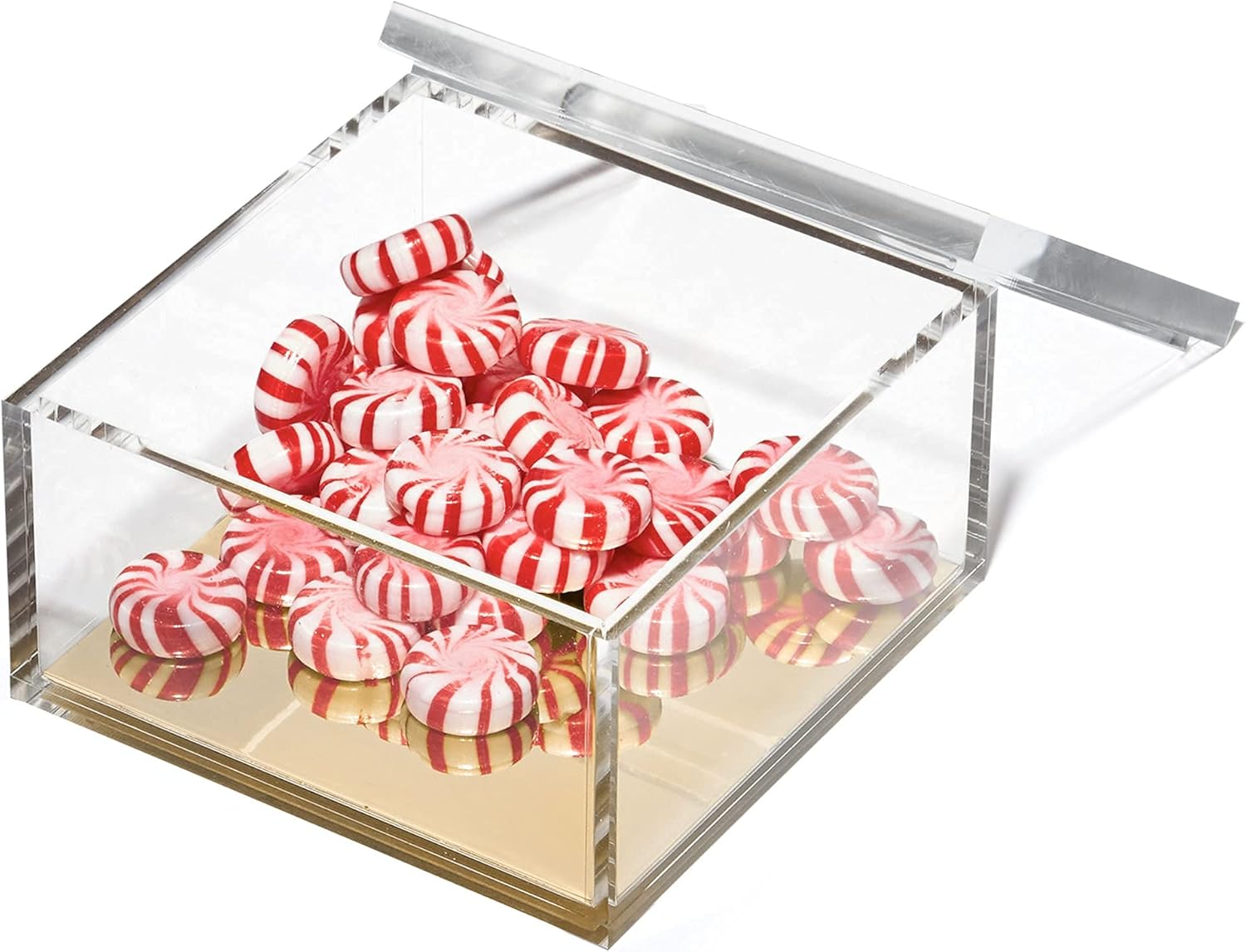 Private Label OfficeGoods Acrylic Desk Organizer w/Gold Base – Functional & Elegant Odds & Ends Box for Display or Storage – Perfect for Home or Office, Kitchen, Bathroom Vanity, Curio Display - Large Custom Logo Service