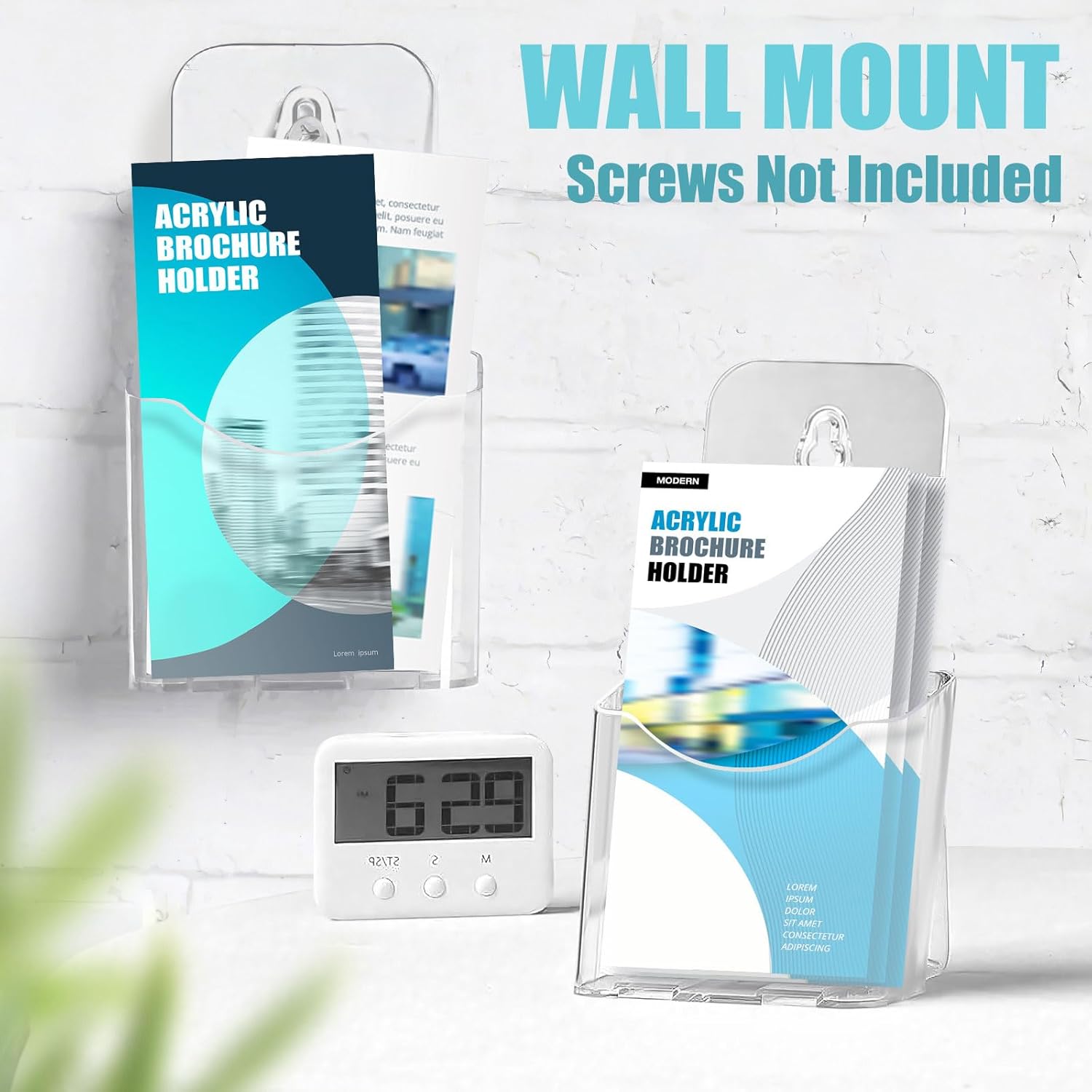 Wholesale 6 Pack Acrylic Brochure Holder, Trifold 4 Inches Wide Clear Plastic Brochure Display Stand, Rack Card Holder for Pamphlet, Mini Flyer, Countertop and Wall Mount Use China Factory Bulk Supply
