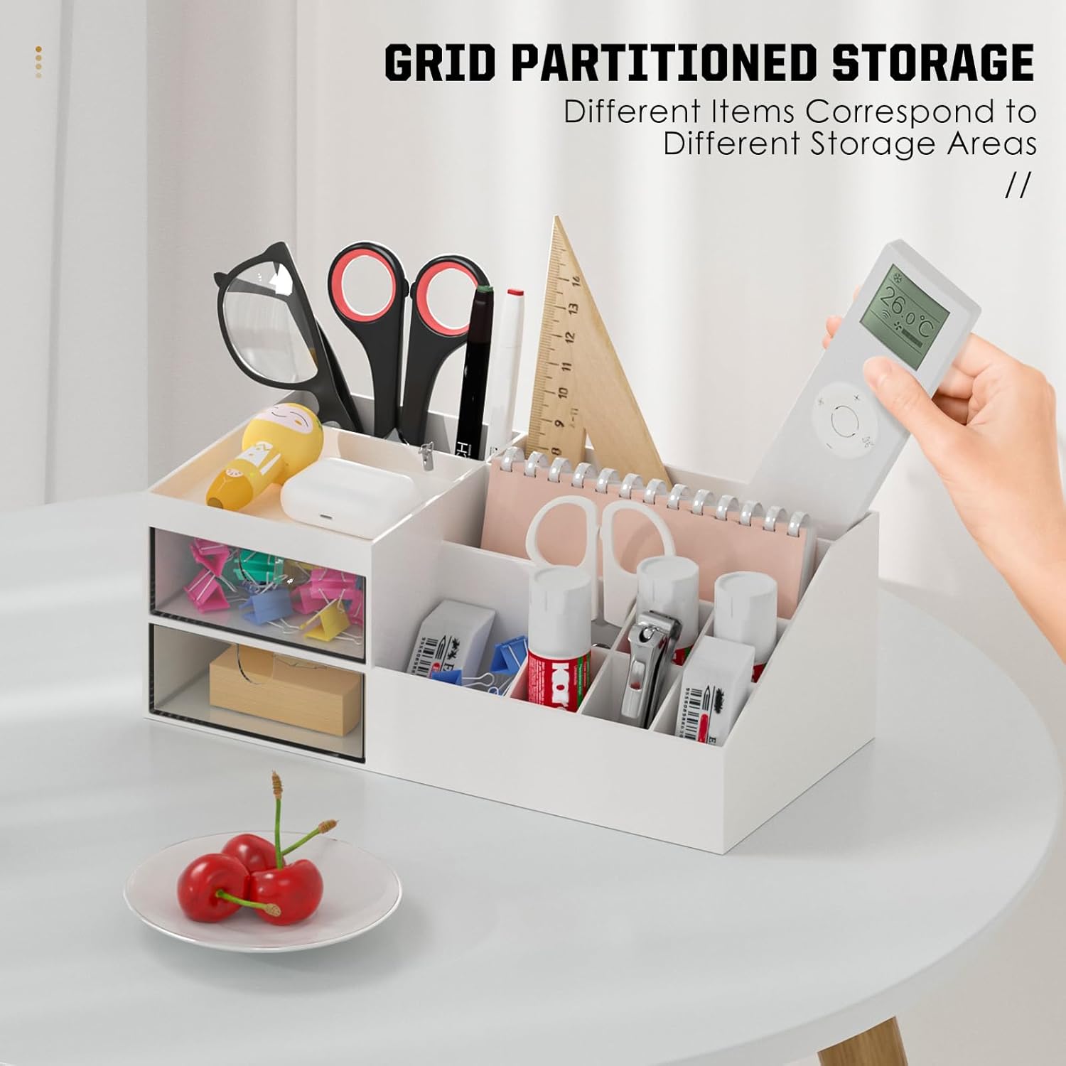 Private Label Subsky Makeup Organizer with Drawers, Easy Storage for Beauty Products Brushes, Multifunction Plastic Desk Organizer, Cosmetics Organizer for Countertop Dresser Vanity and Bathroom (White) Factory Direct Price