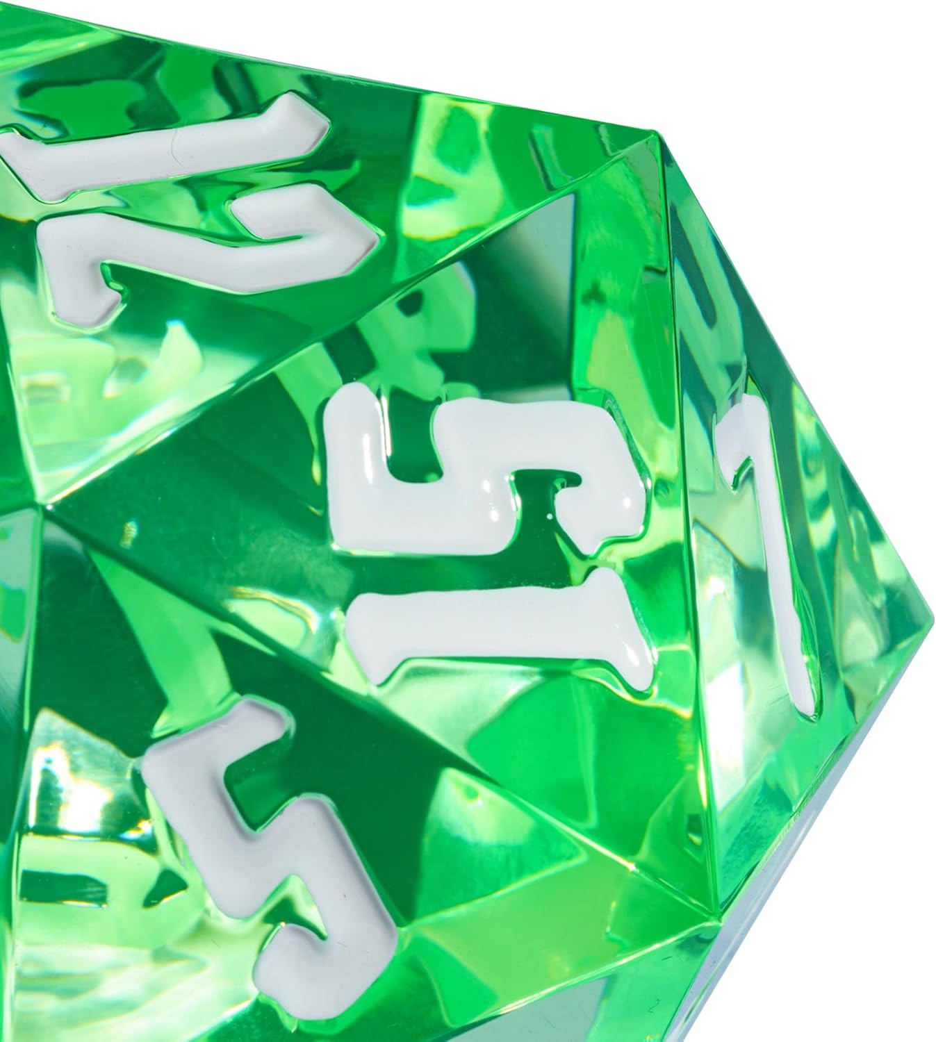 ODM 55mm 20 Sided DND Dice, Giant D20 D&D Polyhedral Dice Large D20 with Die Gift Box for Dungeons and Dragons, RPG Table Games (Transparent Green/White Numbers) Custom Mold Development