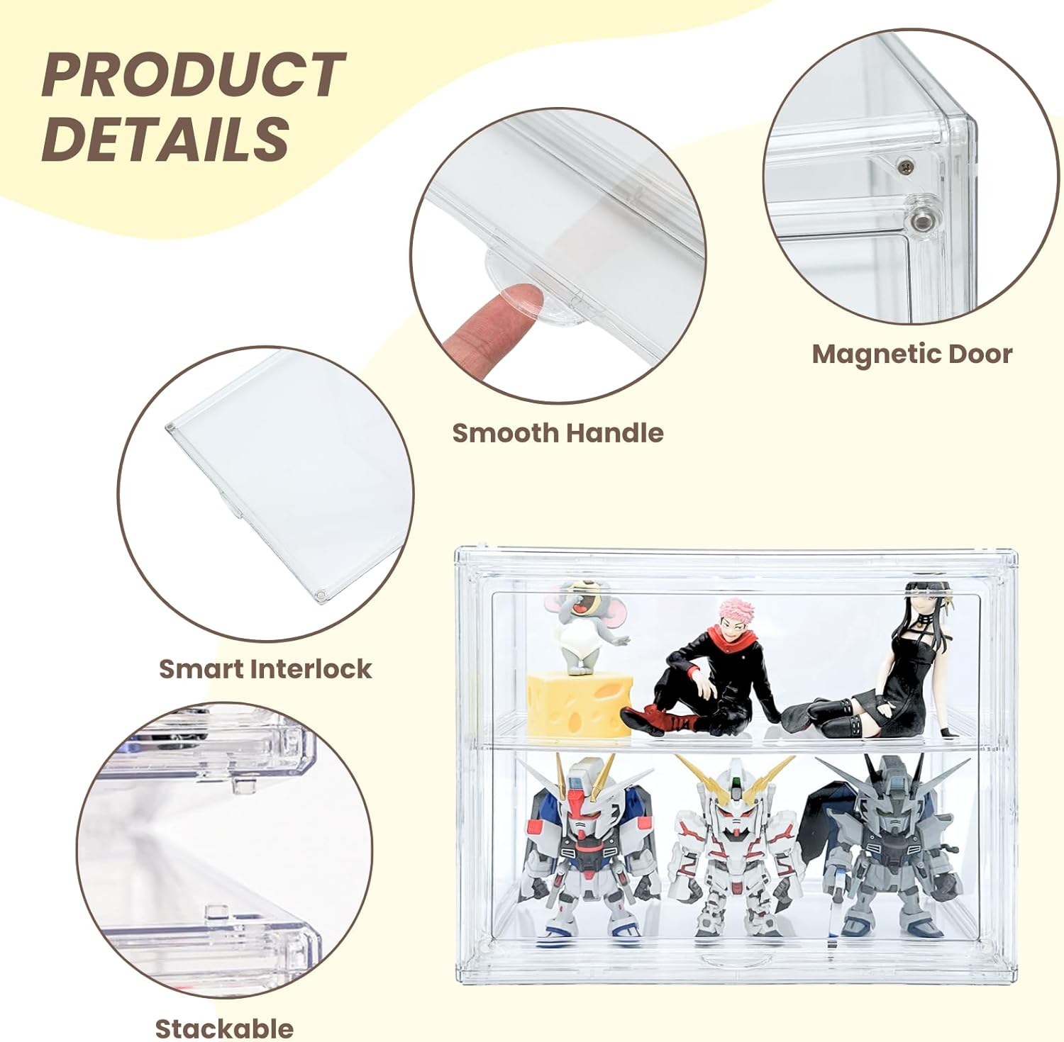 Wholesale OEM ODM 2 Pack Acrylic Display Case, 2/3 Layer Adjustable Figure Display Case, Wall-Mounted Dustproof Showcase for Collectibles Action Figure (2, 2 Tiers) Factory & Supplier
