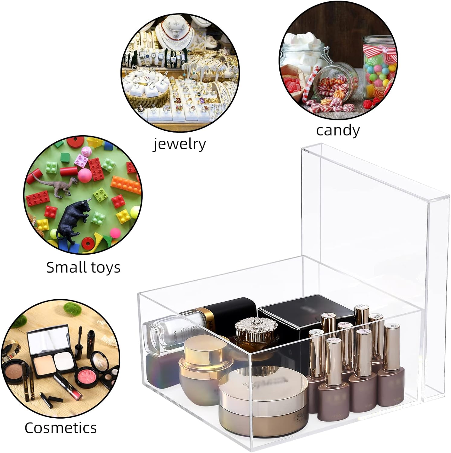 ODM Clear Acrylic Square Cube Plastic Box, Plastic Acrylic Gift Box Rectangle Cube Containers with Lid, Storage Boxes 7.9x7.9x3.9 Inches for Craft Supplies, Sewing Home Organizers Custom Mold Development