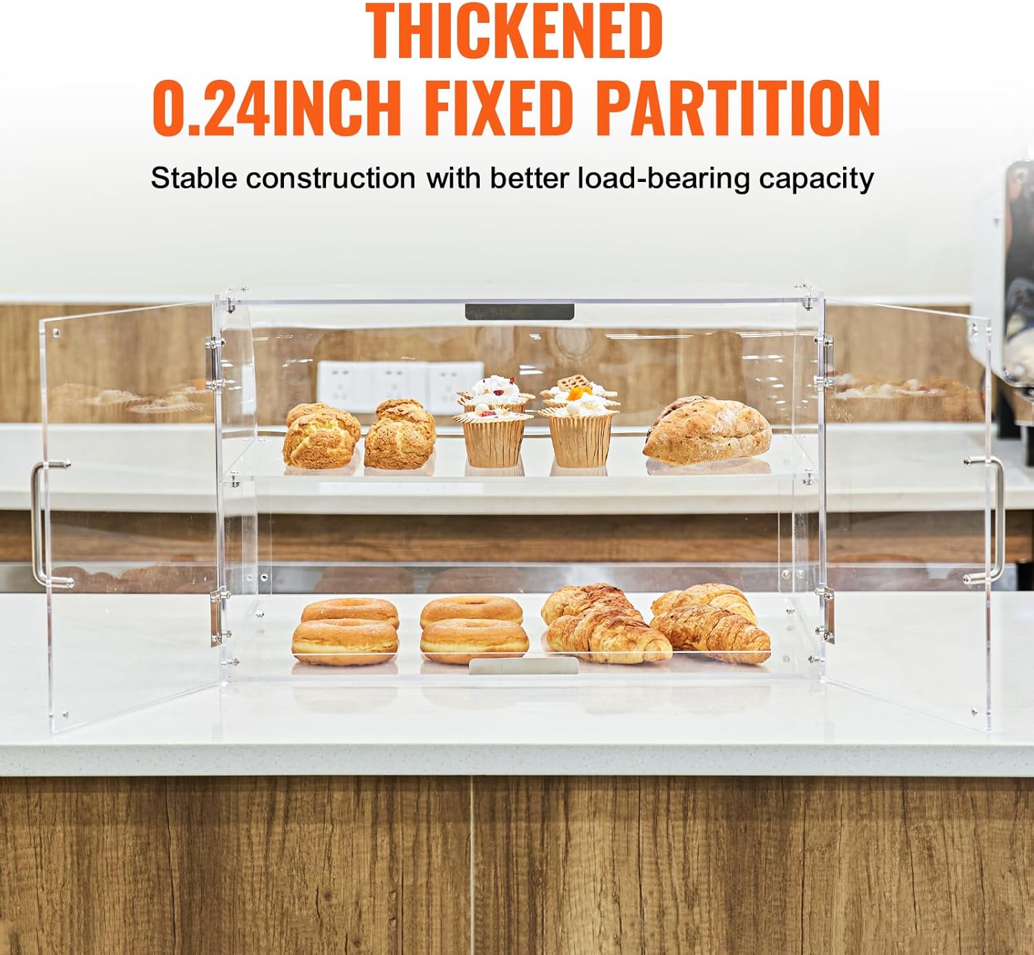 Wholesale OEM ODM VEVOR Pastry Display Case, 2-Tier Commercial Countertop Bakery Display Case, Acrylic Display Box with Rear Door Access & Removable Shelves, Keep Fresh for Donut Bagels Cake Cookie, 22"x14"x14" Factory & Supplier