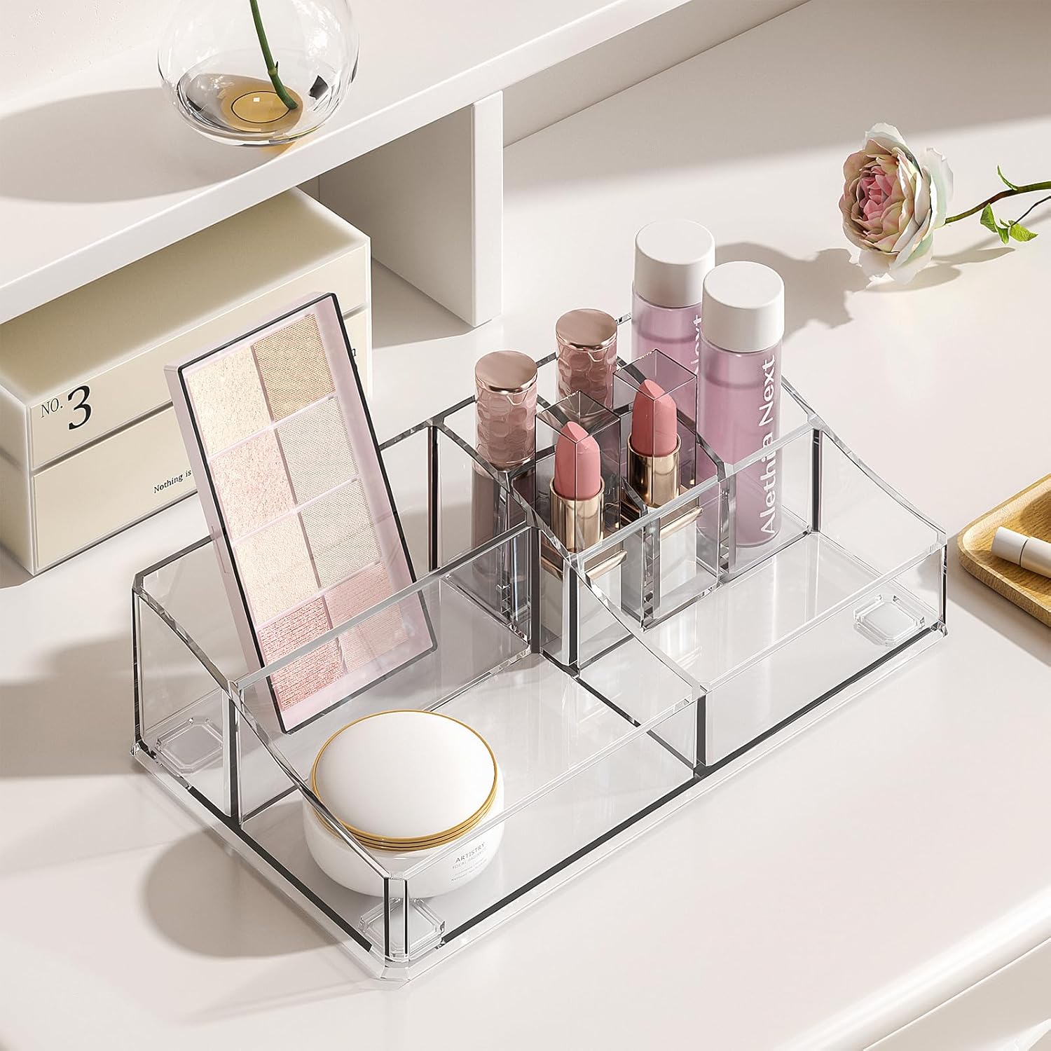 Private Label Delamu 3-Tier Clear Makeup Organizer with Drawer, Acrylic Cosmetic Display Case for Makeup Vanity Bathroom Counter Organizers and Storage, Stackable Vanity Organizer for Brushes Lipsticks Skincare Factory Direct Price