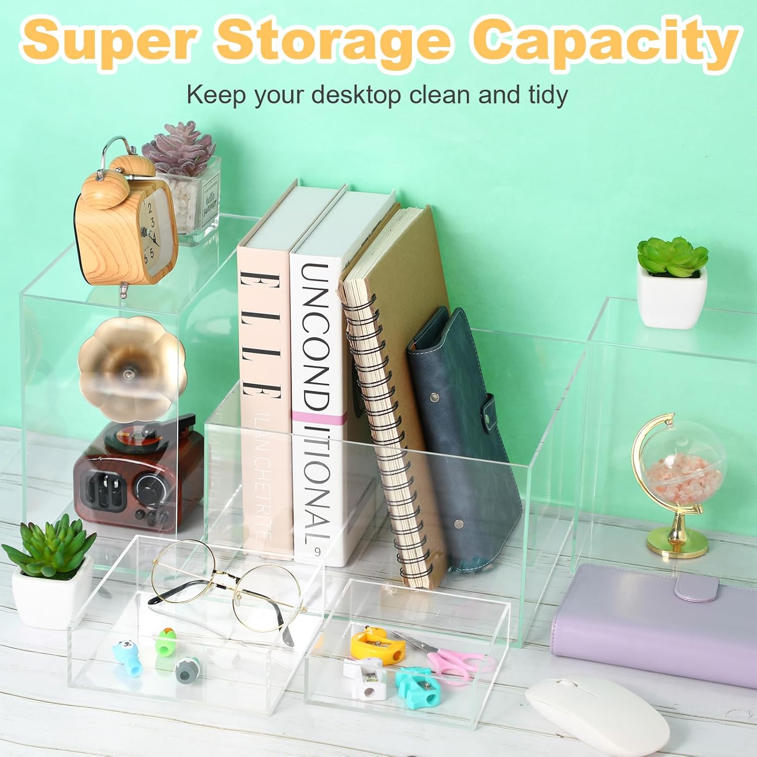 Private Label Geelin 8 Pack Acrylic Cube Risers Acrylic Boxes for Food Display Decorative Stands with Hollow Bottoms for Jewelry Food Buffet Risers Display Candy Table Decor, 8 Sizes(Clear) Wholesale Manufacturer