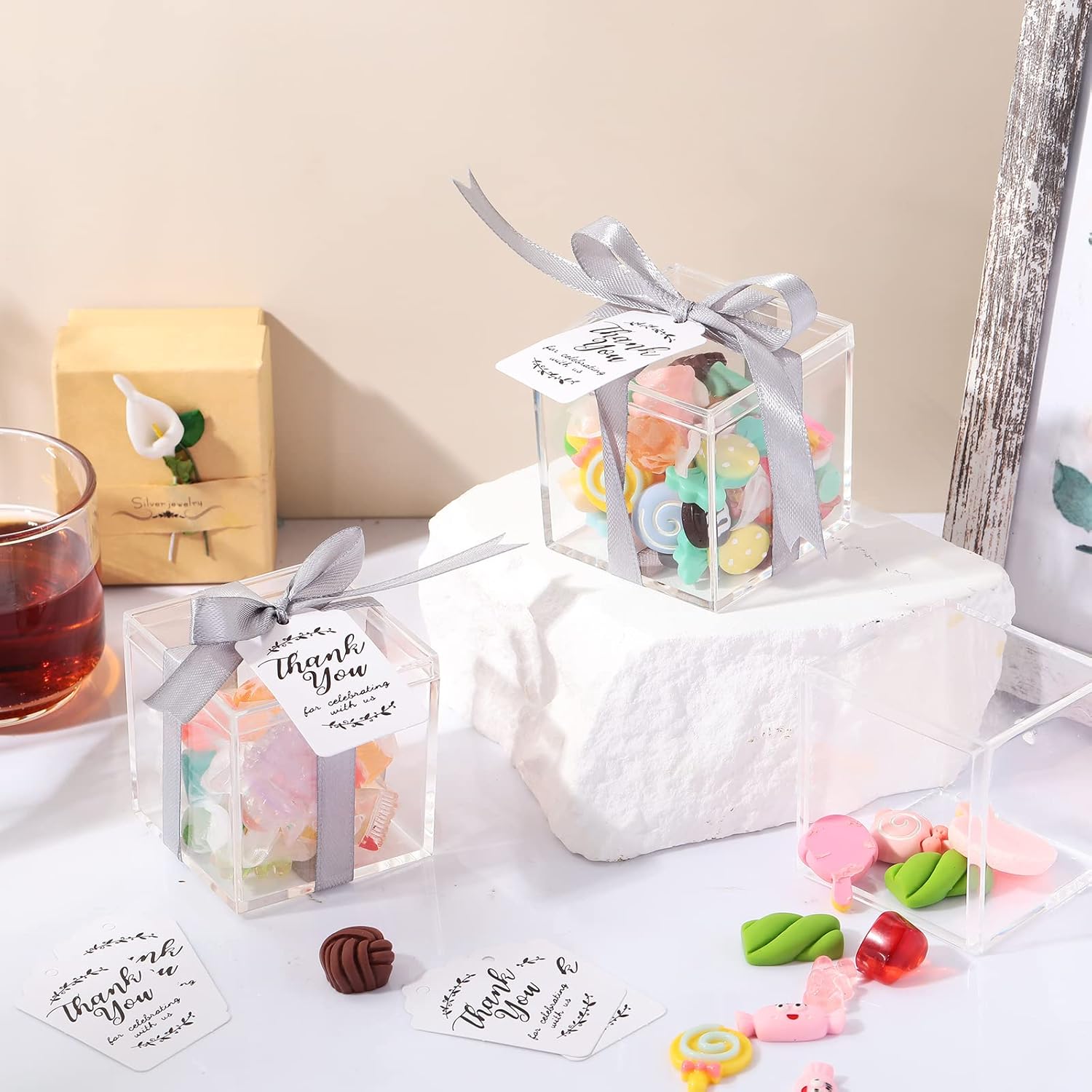 ODM Maitys 50 Pcs Acrylic Boxes 2.2 x 2.2 x 2.2 Inch Clear Wedding Guest Favor Containers Plastic Square Cube with Lid Mini Acrylic Display Box for Wedding Bridal Shower Souvenir Party Gifts Custom Mold Development