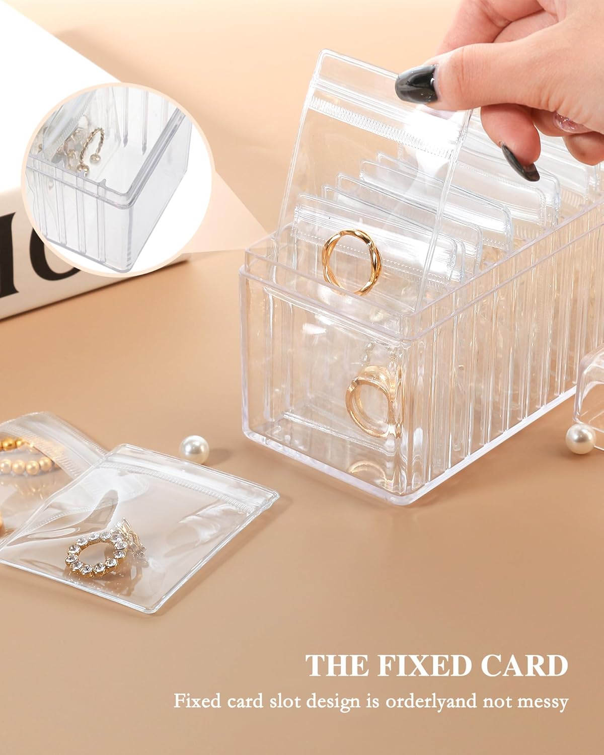 Direct Manufacturer Acrylic Jewelry Box Organizer, Clear Jewelry Organizer and Storage with 20 Portable Anti Tarnish Jewelry bags, Travel Jewelry Case for Earrings/Rings/Necklaces Gifts for Women Girls, Clear Low MOQ