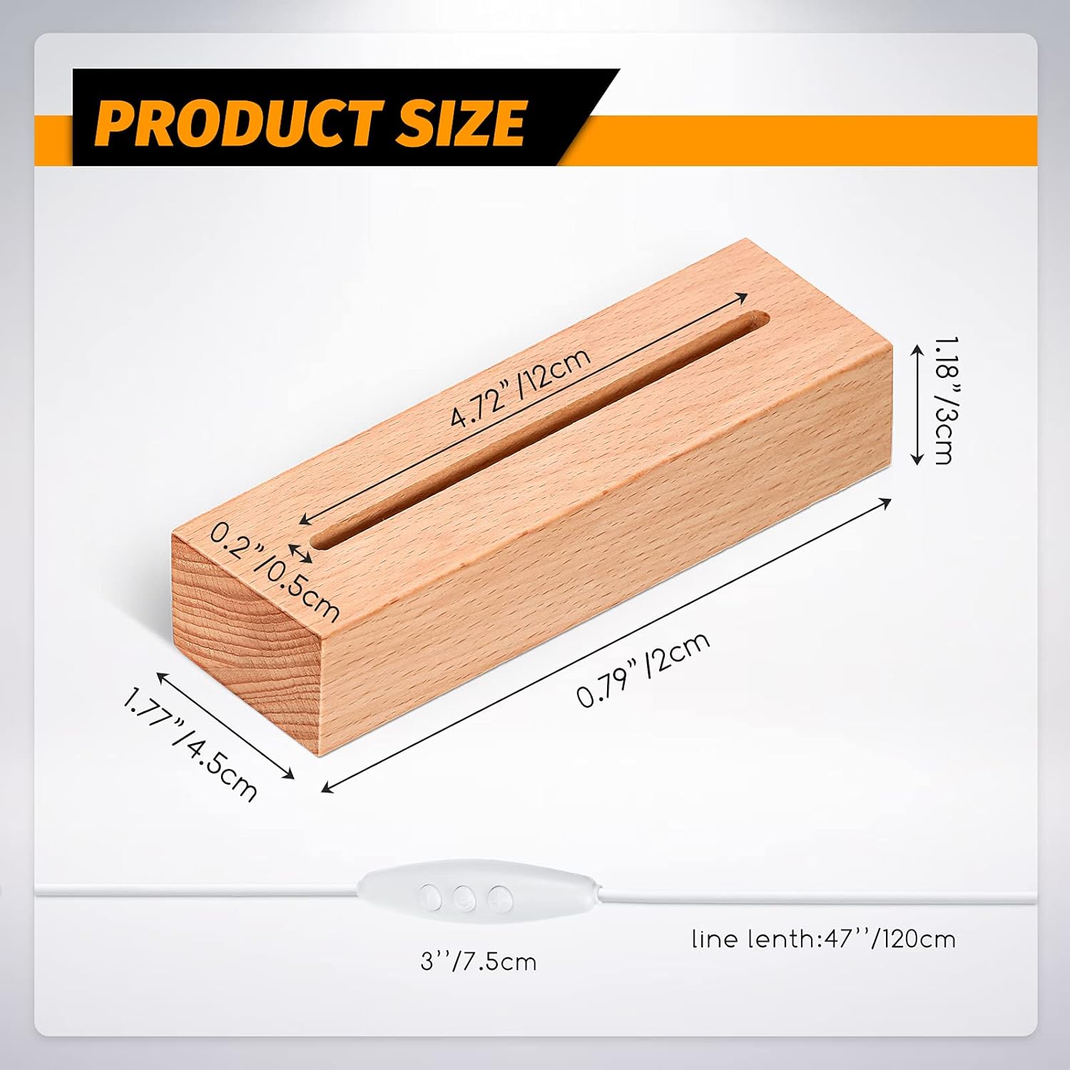 Private Label Riakrum 5.9 Inch Wooden Rectangle Light Base, Wood LED Display Base Pedestal Dimmable Colorful Light Lamp Stand with USB Cable for Acrylic, Crystal, Night Light, Glass Resin Art OEM Wholesale Manufacturer