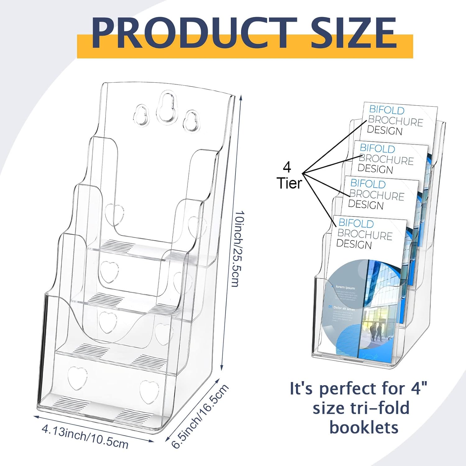 Wholesale Crtiin 2 Pieces Acrylic Brochure Holder Display Stand,4 Tier Clear Pamphlet Flyer Holder,Acrylic Magazine Clear Organizer for Wall Mount or Countertop China Factory Bulk Supply