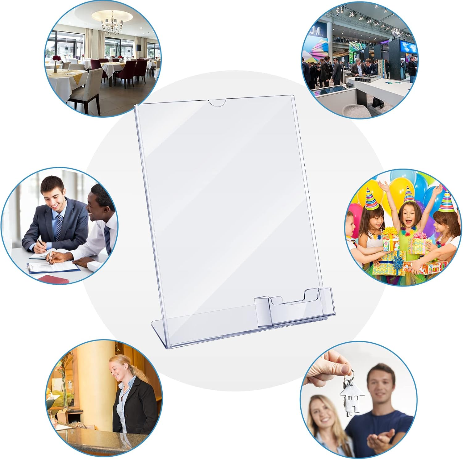 Wholesale 8.5 x 11 Acrylic Sign Holder with Business Card Holder Clear Brochure Display Stand with Attached Business Card Pocket Advertisement Printed Material Flyer Holder Flyer Stand Frame (6) China Factory Bulk Supply
