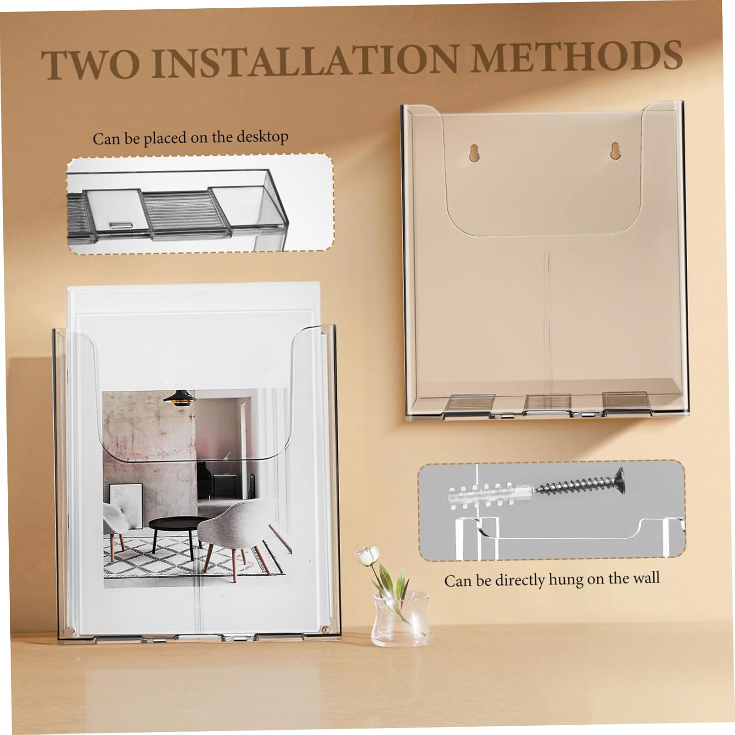 Wholesale 4pcs Acrylic Wall Mounted Document Holder Clear Magazine Organizer for Home Office and School Versatile Pamphlet Stand Easy Installation Space Saving Design China Factory Bulk Supply