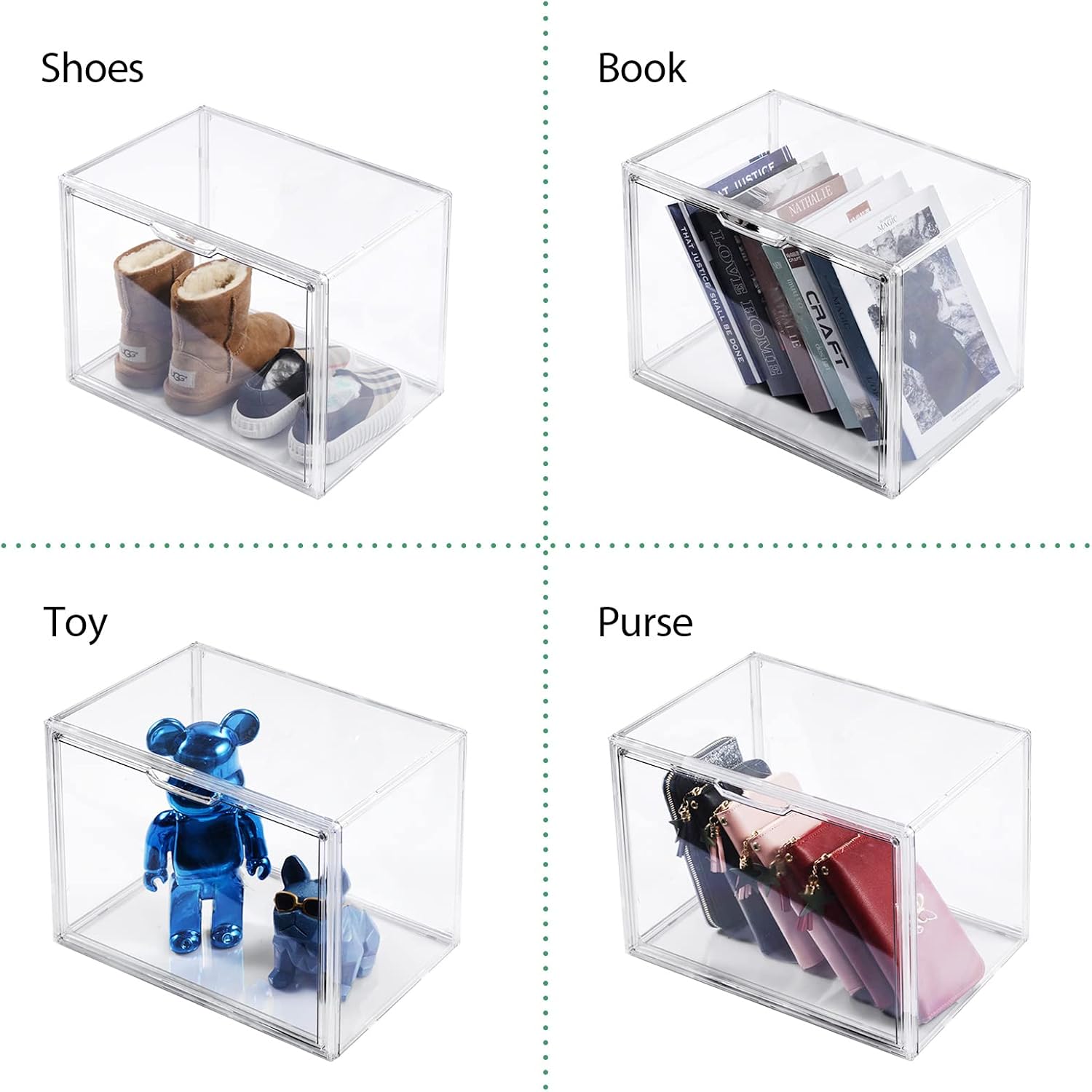 ODM Purse Organizer for Closet, Purse Storage Organizer for Handbag Organizer, Clear Acrylic Display Case with Magnetic Door, Plastic Storage Bins for Book, Collectibles, Cosmetic (3 Pack) Custom Logo Service
