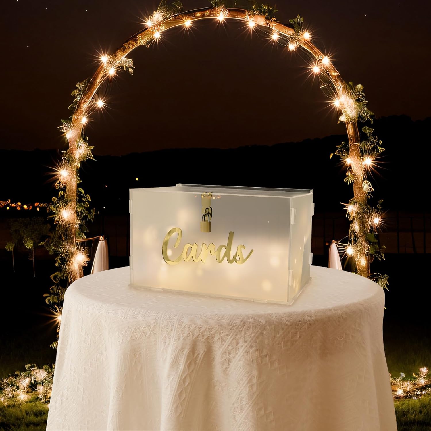ODM OurWarm Frosted Acrylic Wedding Card Box with Lock, Large Gift Card Box for Wedding Reception with Slot and String Light Custom Mold Development