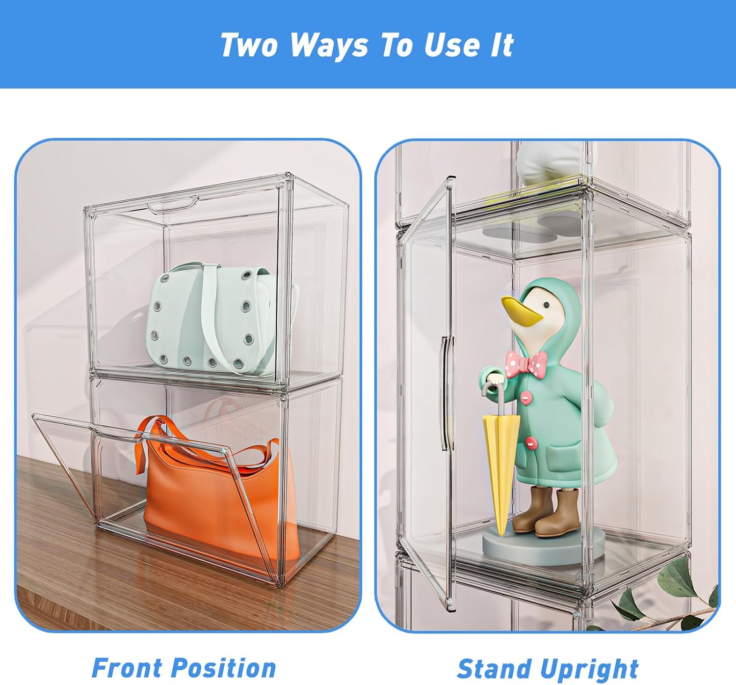 Wholesale OEM ODM KSacry 3PCS Acrylic Display Case, Display Cases for Collectibles, Purse Storage Organizer, Clear Acrylic Display Boxes with Lid for Handbags, Shoes, Collectibles, Cosmetic and Toys Factory & Supplier