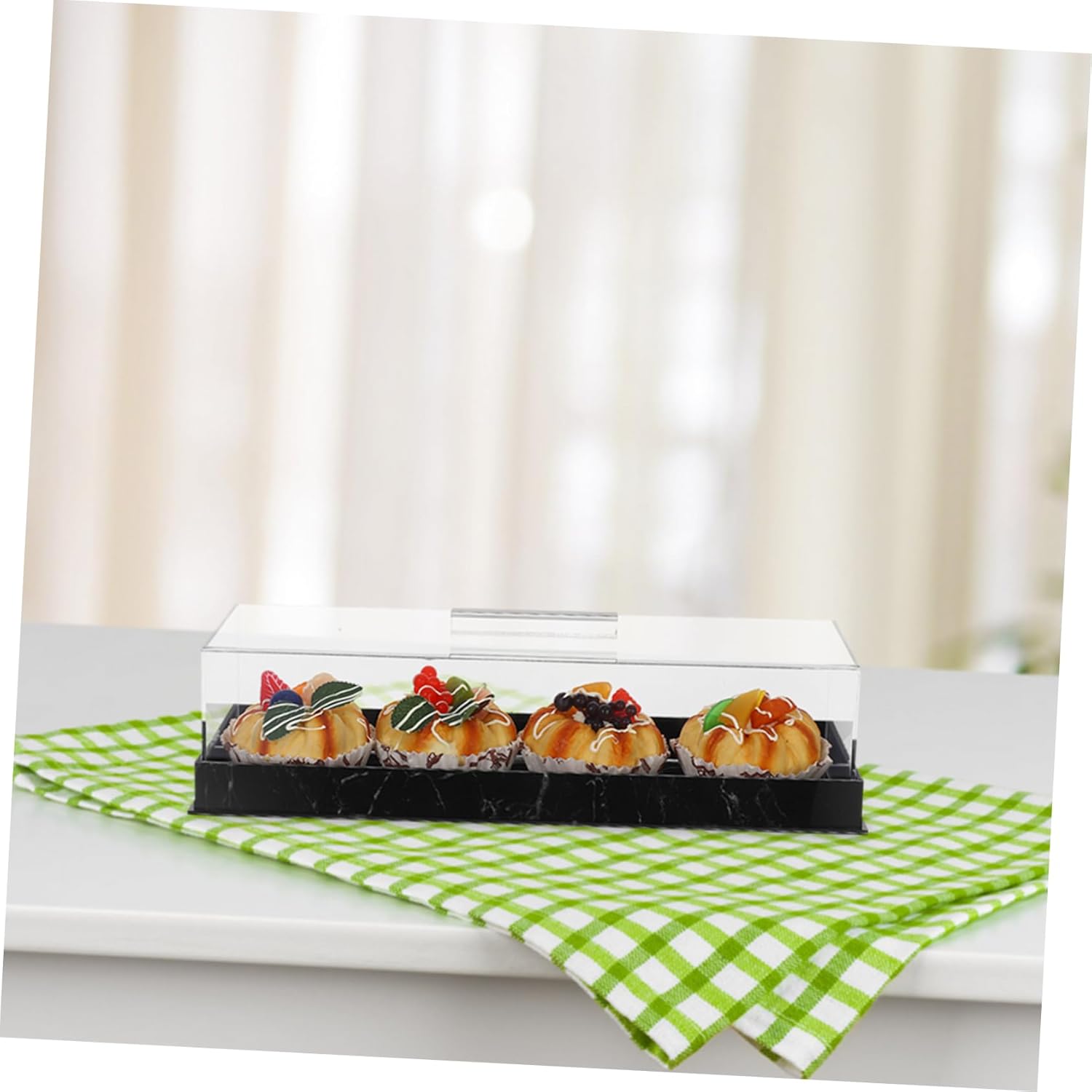 Wholesale OEM ODM Amosfun Marble Cake Platter with Lid Rectangular Dessert Holder for Home Bakery and Birthday Parties Acrylic Cover with Artistic Marble Pattern Elegant Cake Tray for Memorable Moments Factory & Supplier