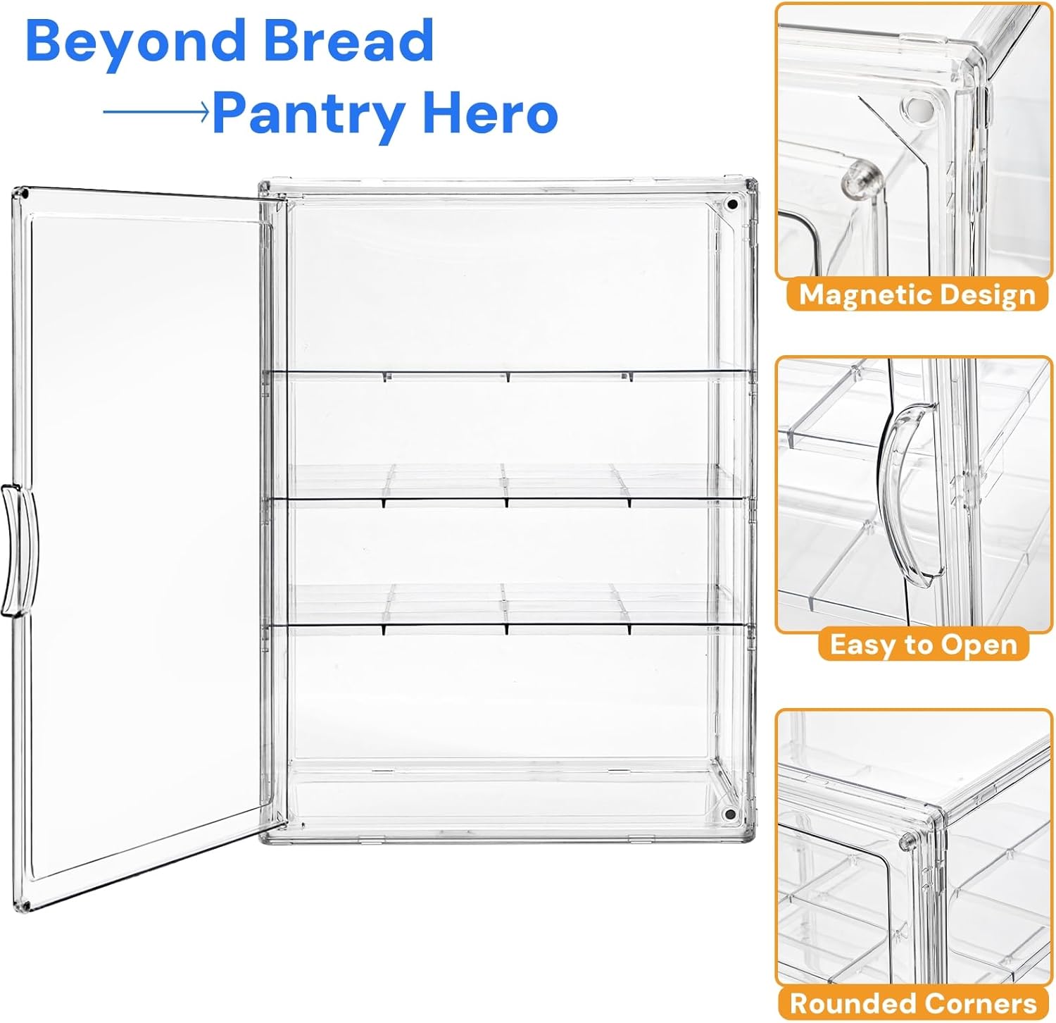 Wholesale OEM ODM 14" Clear Bread Box, 4 Tier Bakery Display Case, Bread Holder for Kitchen Counter, Pastry Bread Storage Organizer with Magnetic Door for Homemade Bread, Bagel, Muffins, Cupcake, Collectible Factory & Supplier