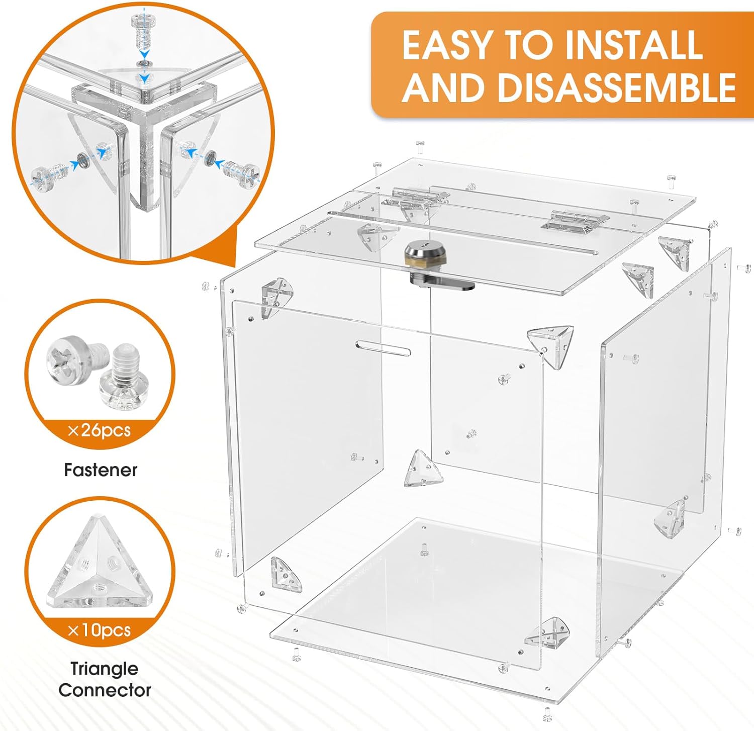 Private Label MaxGear Acrylic Donation Box with Lock 1 Pack, 7.8"x7.8"x7.8" Large Ballot Suggestion Box, Square Case for Fundraising, Donations Custom Mold Development