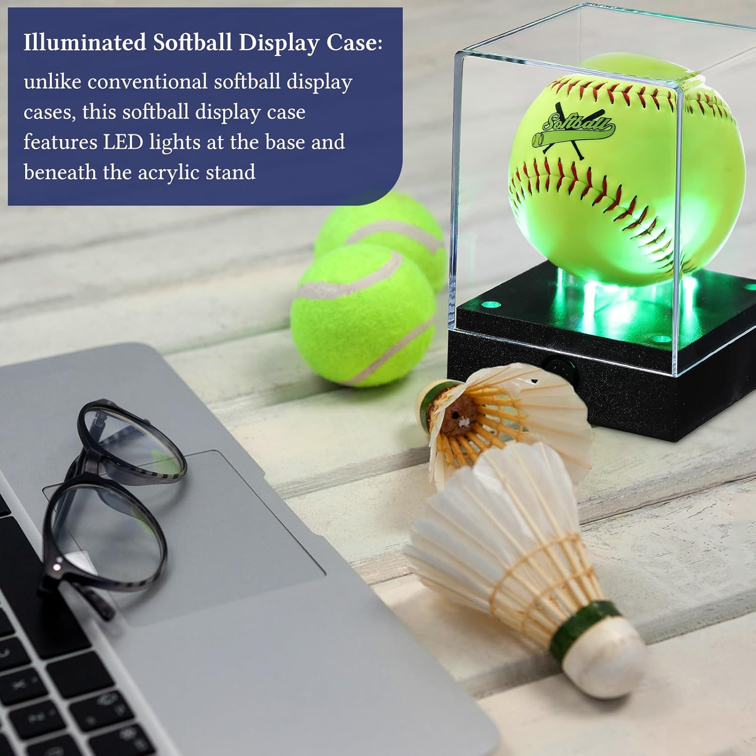 ODM 2 Pcs Softball Display Case with LED Light, Acrylic Softball Display Cube, UV Protection Clear Baseball Holder Show Case for Memorabilia Ball for Fit 12'' Ball Baseball Golf Storage Custom Logo Service
