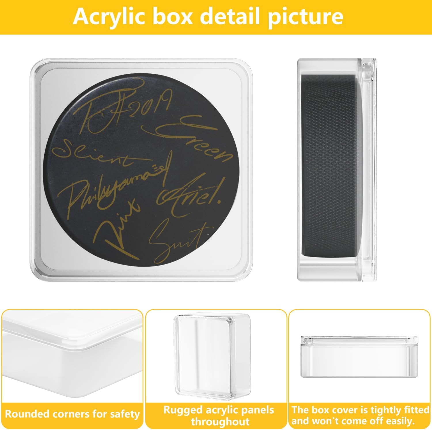 ODM Hockey Puck Display Cases, Acrylic Cube Square Hockey Puck Display Cases - Fits Official Size Hockey Puck (12 PCS) Custom Logo Service